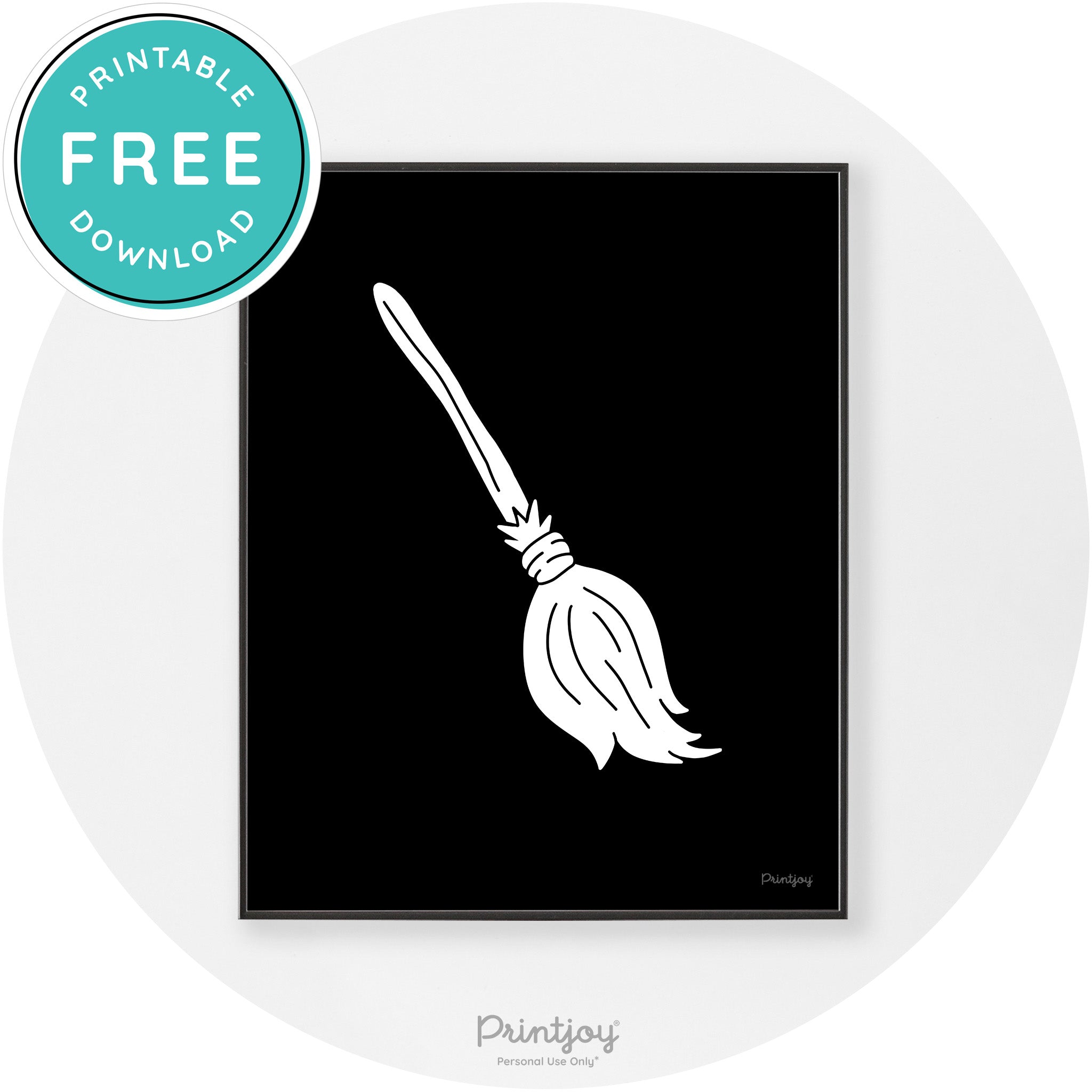 Witches Broom Halloween Cute Modern Chic Wall Art Free Printable - Printjoy