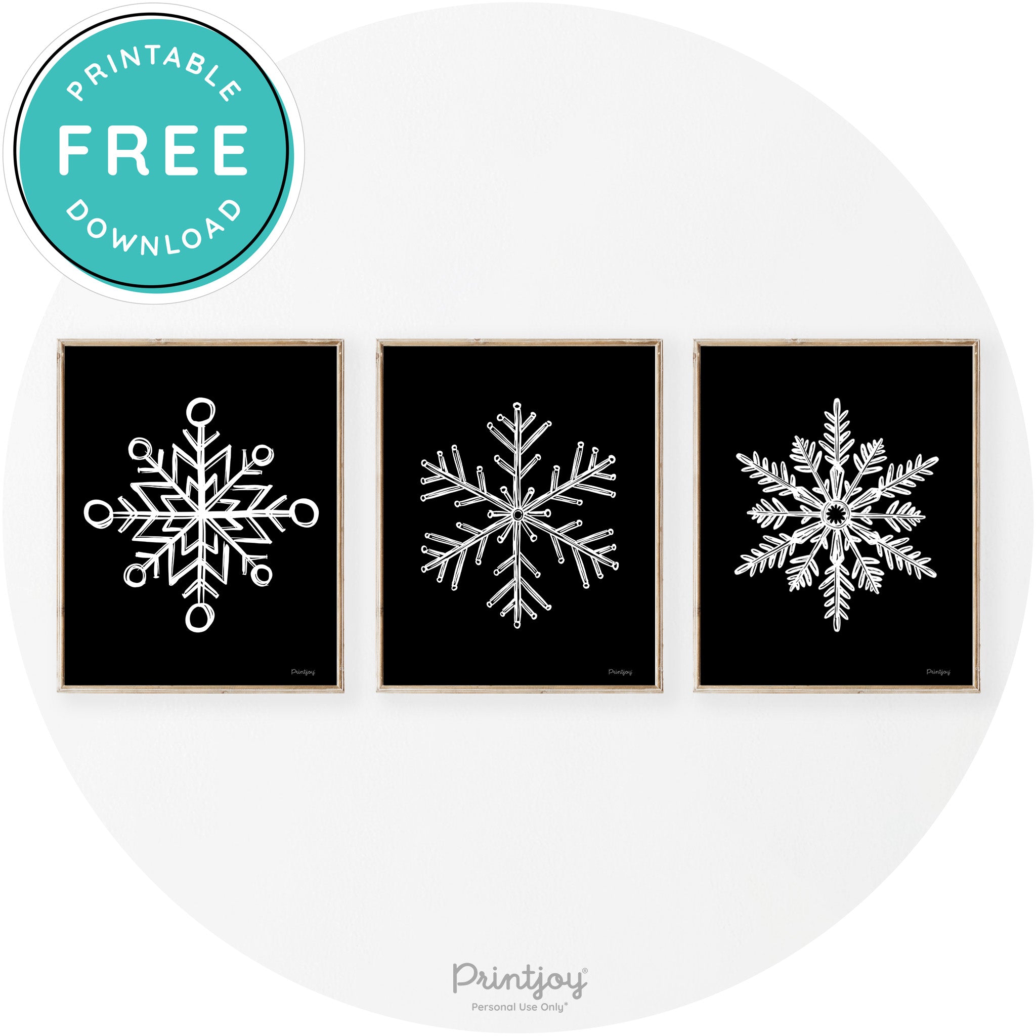 Snowflakes Set Of 3 Christmas Transitional Wall Art Decor Free Printable