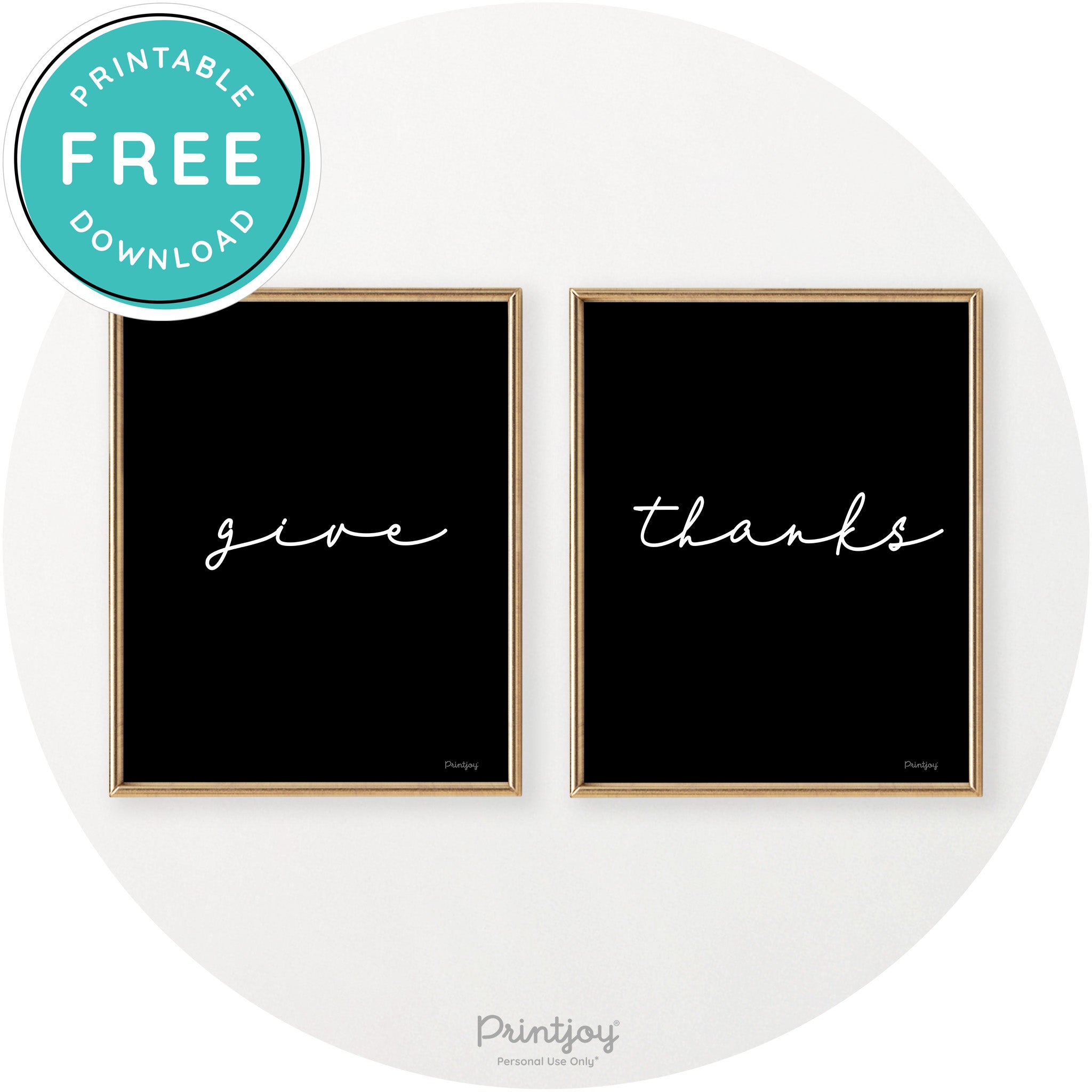 Give Thanks Set Of 2 Thanksgiving Chic Wall Art Decor Free Printable - Printjoy