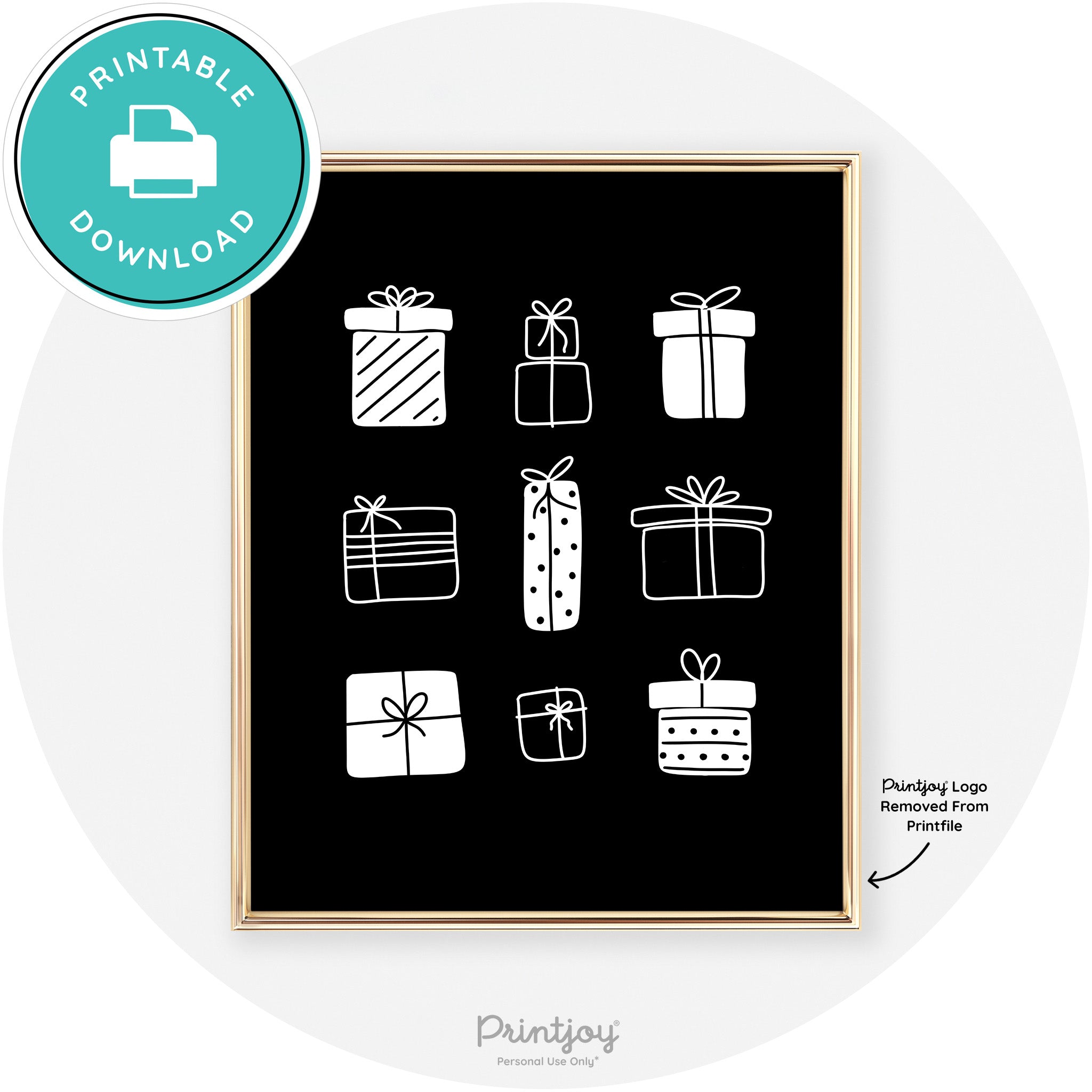 Presents Christmas Gifts Cute Modern Chic Wall Art Free Printable - Printjoy