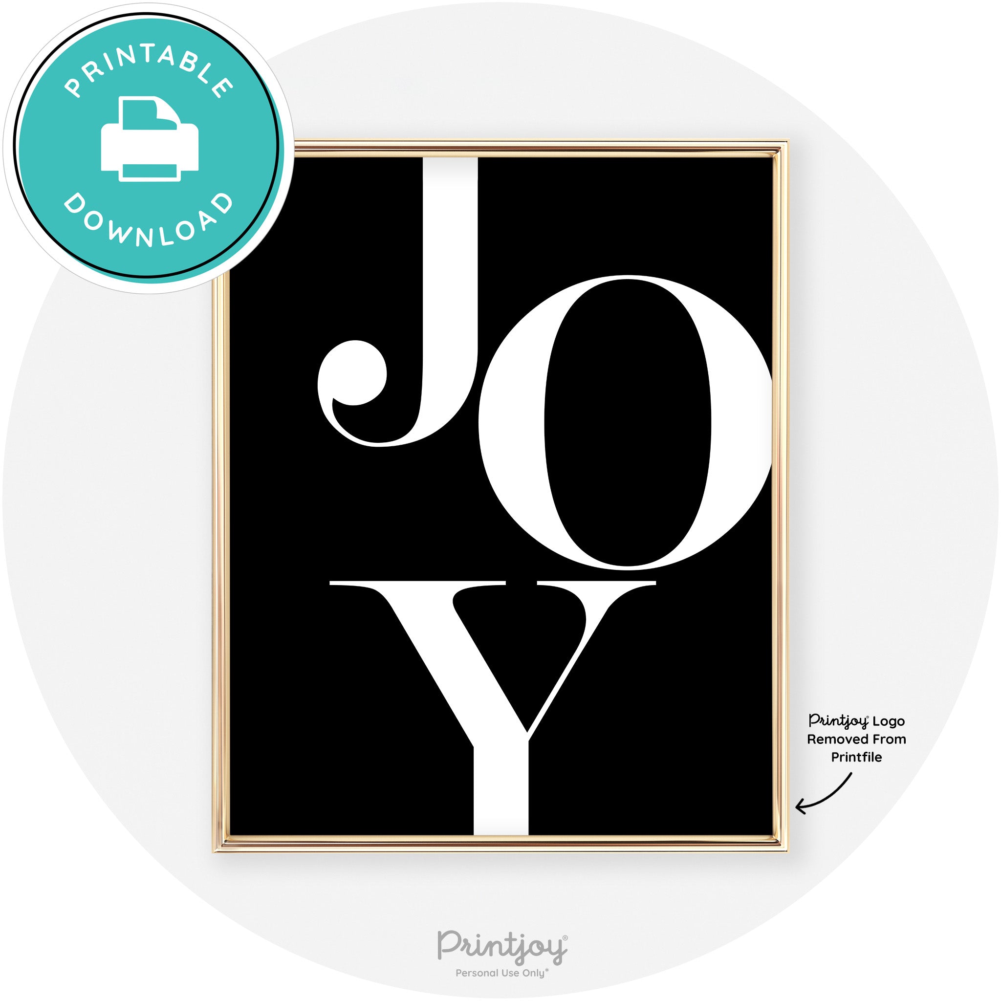 Joy Typography Cute Simple Modern Wall Art Decor Free Printable - Printjoy