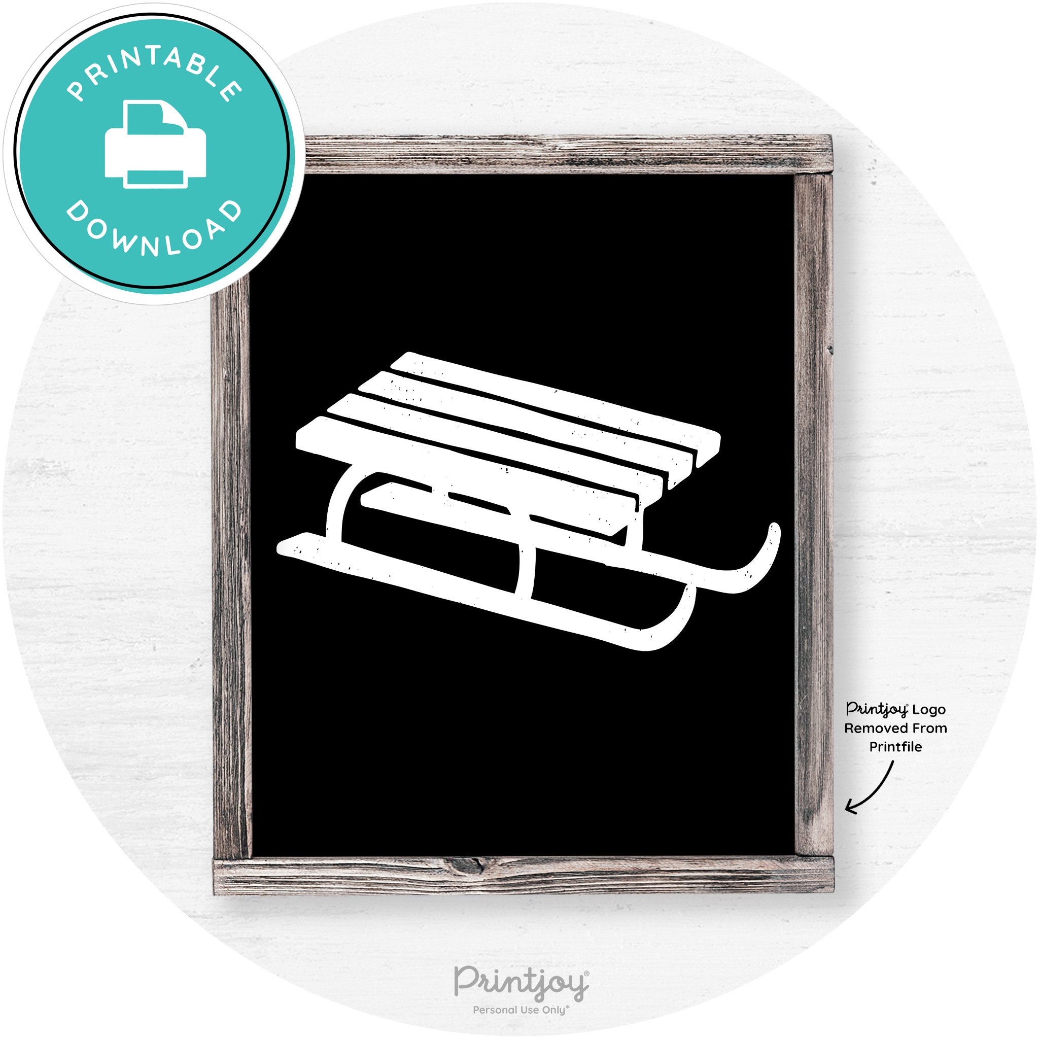 Winter Old Fashioned Sled Rustic Farmhouse Wall Art Free Printable - Printjoy
