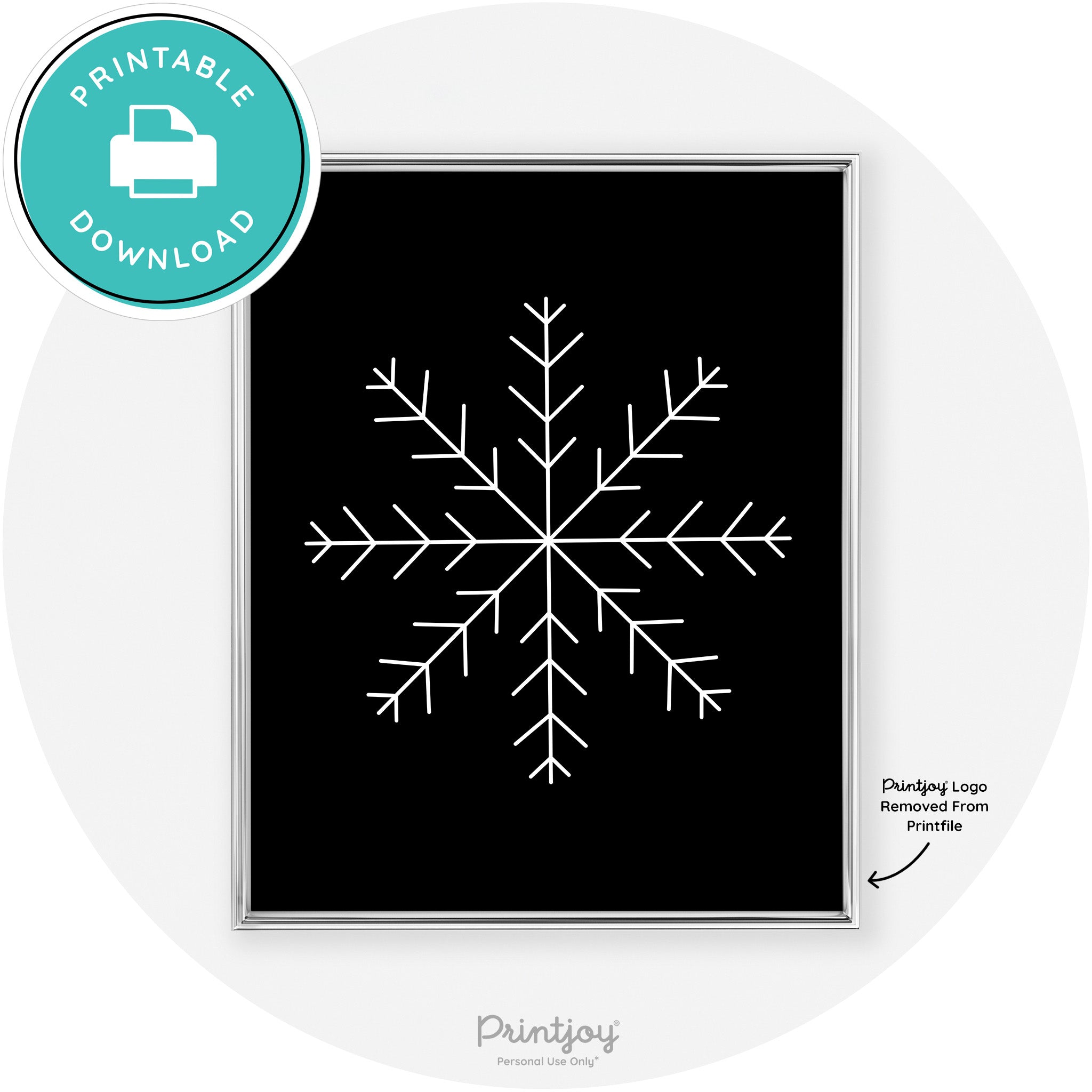 Snowflake Line Art Cute Winter Modern Chic Wall Art Free Printable - Printjoy