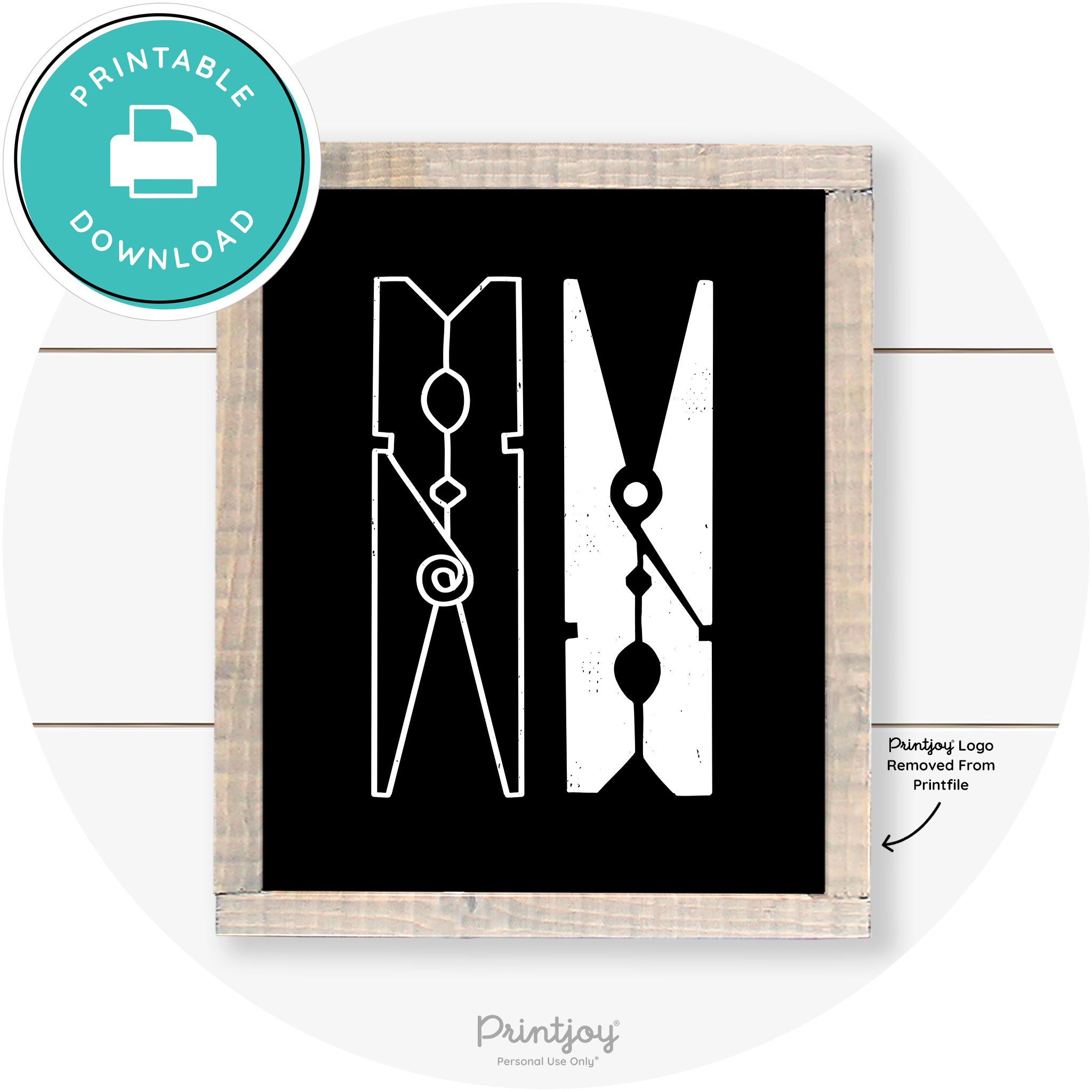 Clothespins Cute Laundry Room Farmhouse Wall Art Free Printable - Printjoy