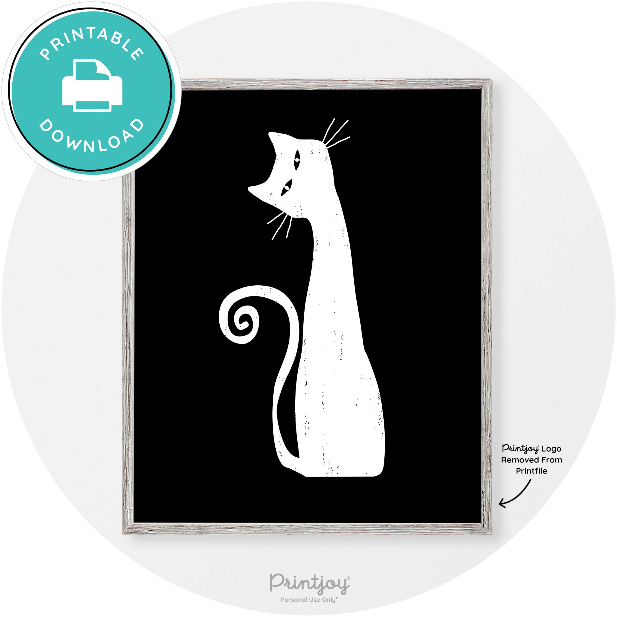 Creepy Skinny Cat Modern Vintage Halloween Wall Art Free Printable - Printjoy