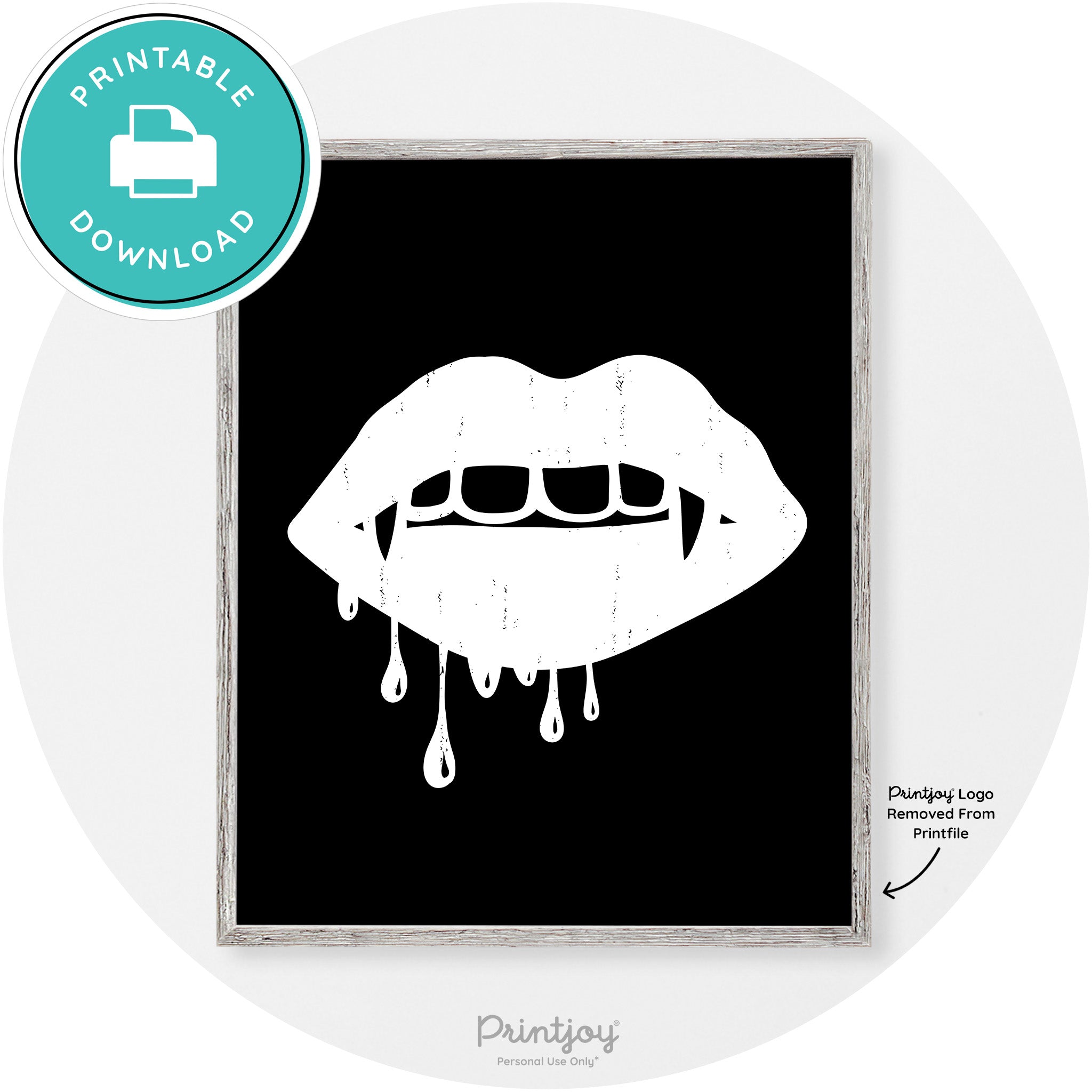 Dracula Fangs Teeth Modern Vintage Halloween Wall Art Free Printable - Printjoy
