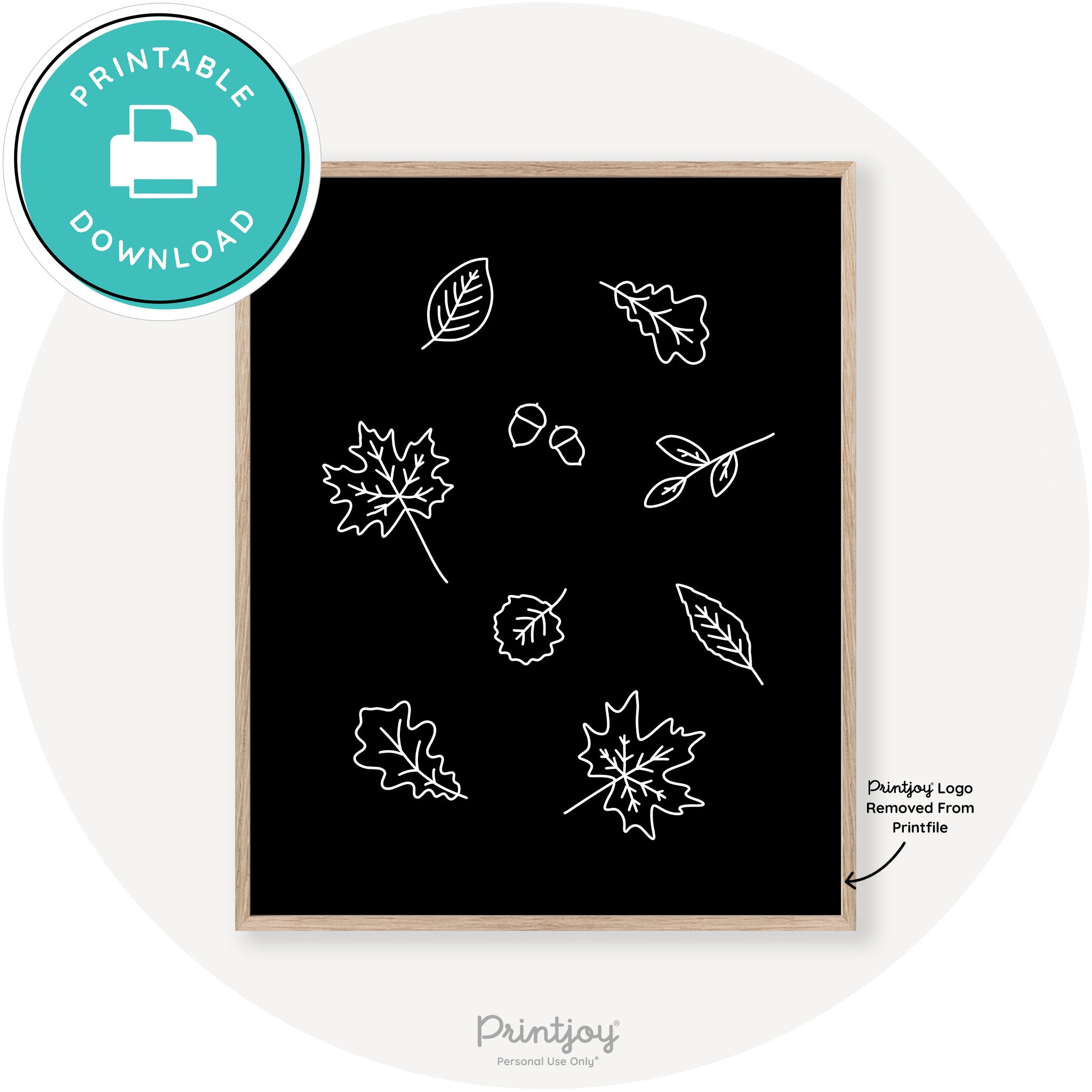 Fall Leaves Line Art Cute Fall Modern Chic Wall Art Free Printable - Printjoy