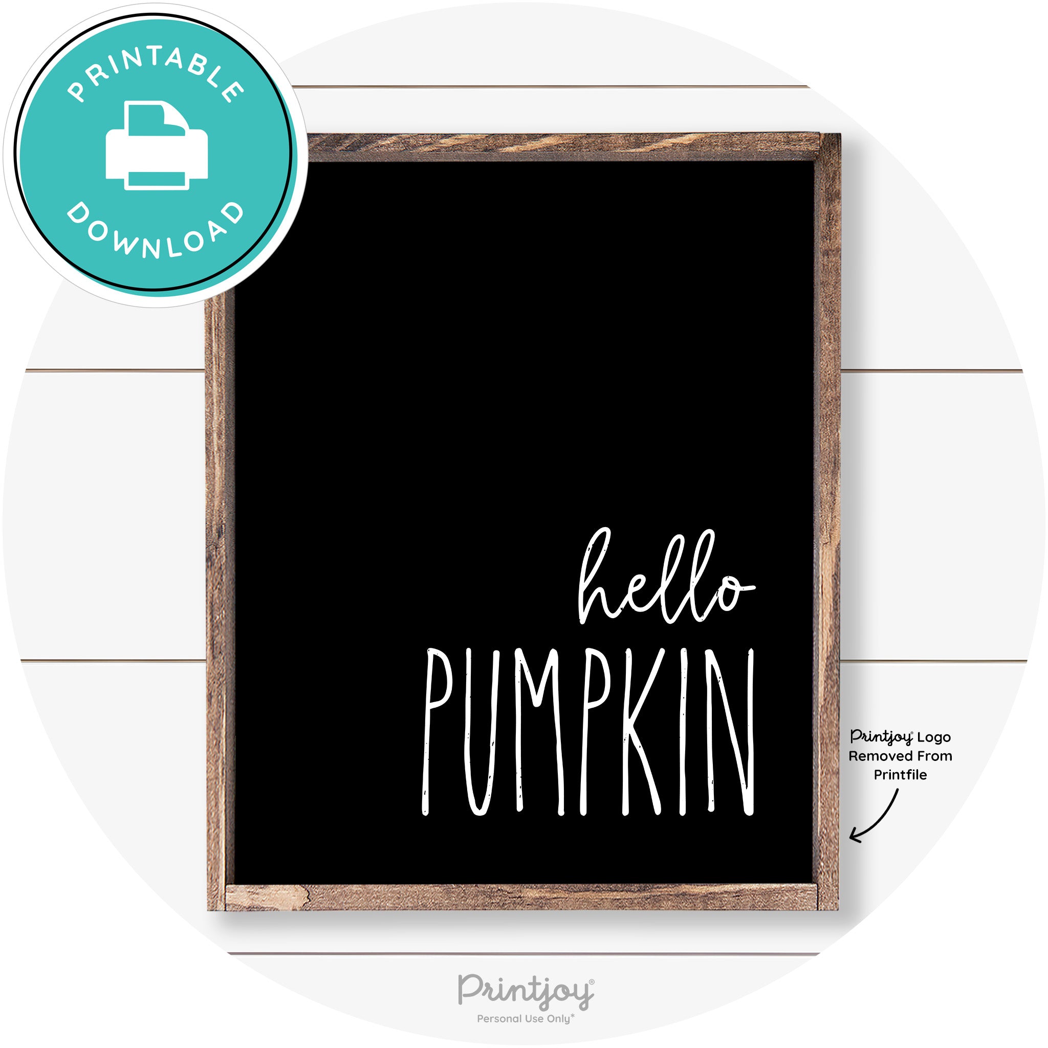 Hello Pumpkin Cute Fun Simple Farmhouse Wall Art Free Printable - Printjoy