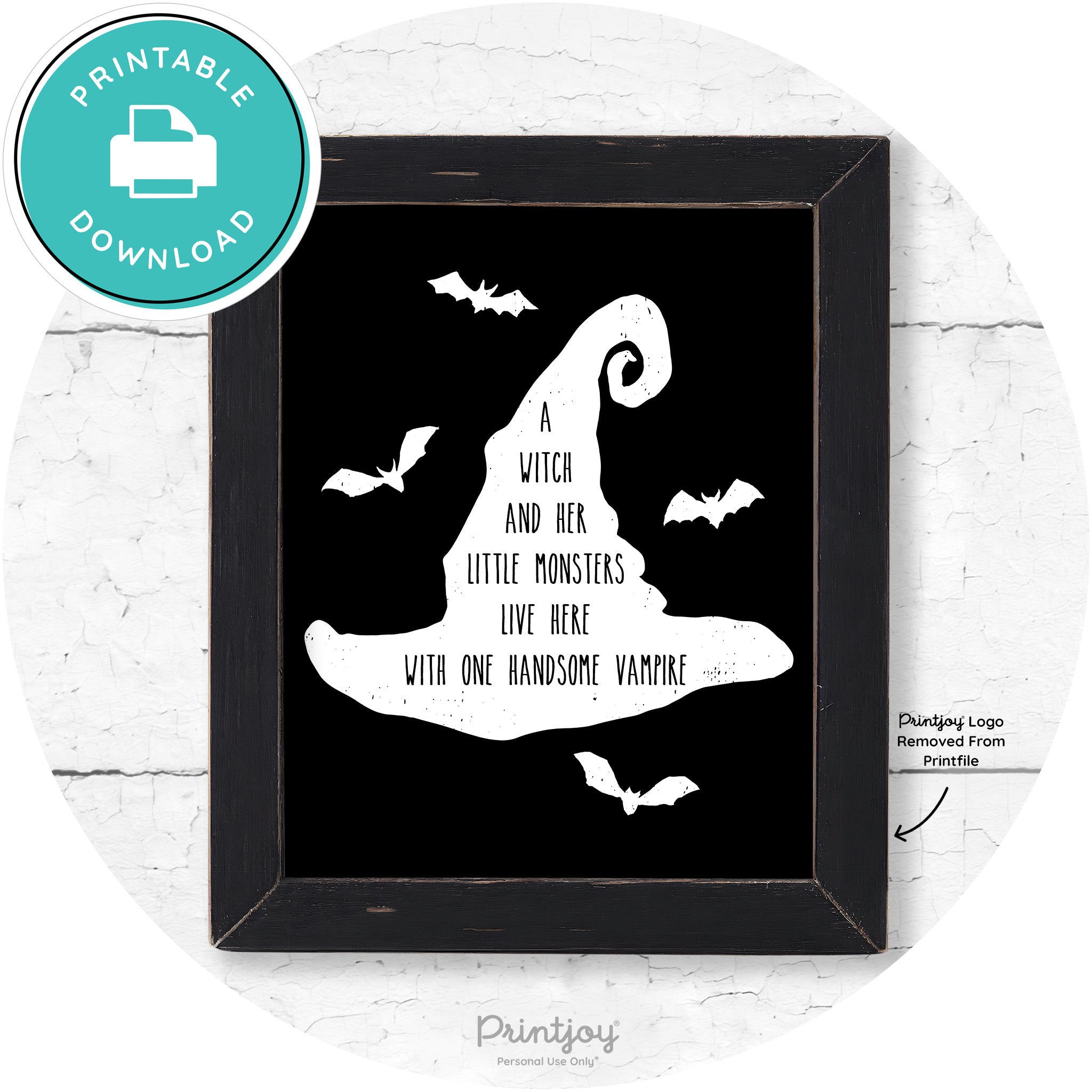 Fun Halloween Family Farmhouse Witch Hat Wall Art Free Printable - Printjoy
