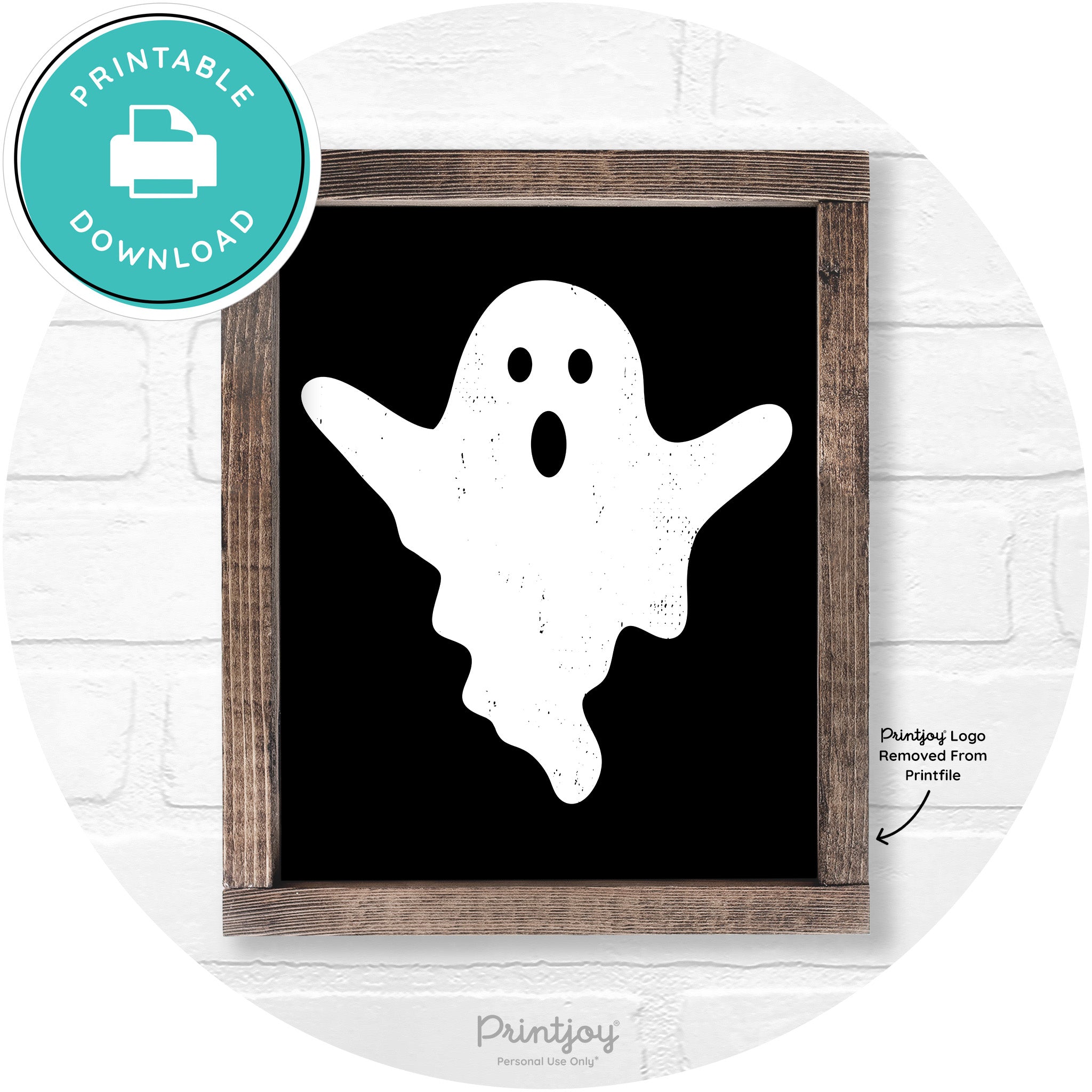 Halloween Cute Ghost Rustic Farmhouse Wall Art Free Printable - Printjoy