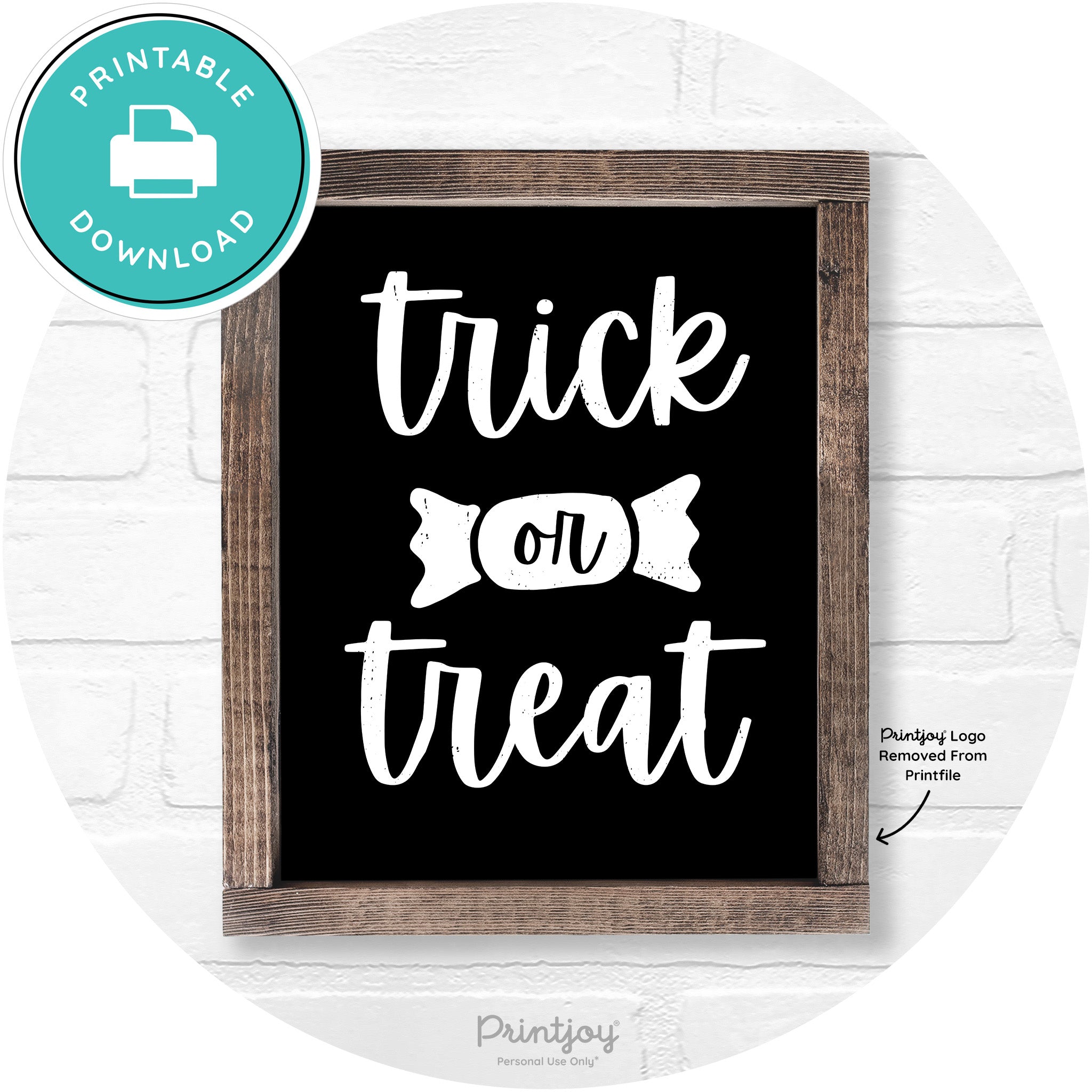 Trick Or Treat Halloween Rustic Farmhouse Wall Art Free Printable - Printjoy