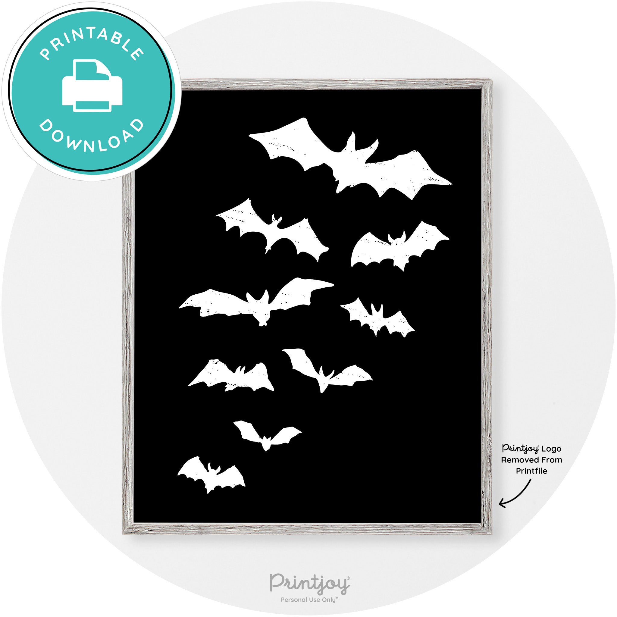 Halloween Bats Silhouette Modern Vintage Wall Art Free Printable - Printjoy