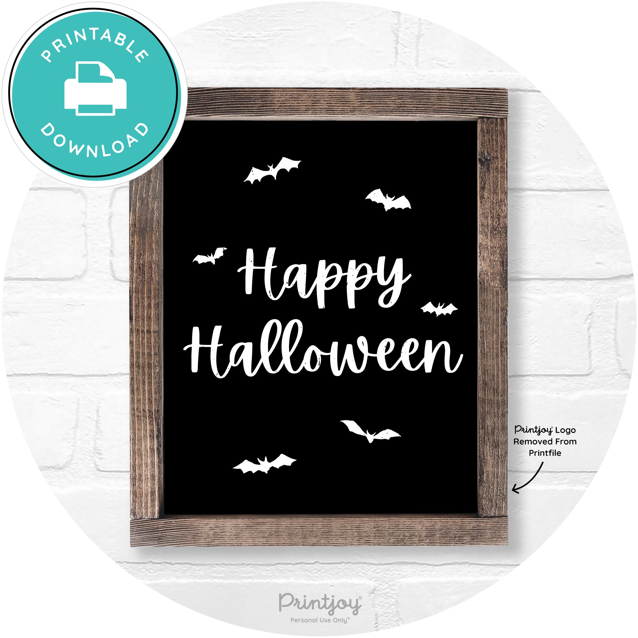 Happy Halloween Bats Rustic Farmhouse Wall Art Free Printable - Printjoy