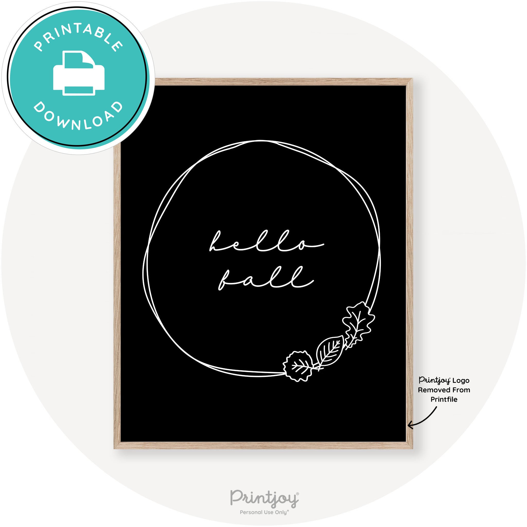 Hello Fall Wreath Cute Modern Chic Decor Wall Art Free Printable - Printjoy