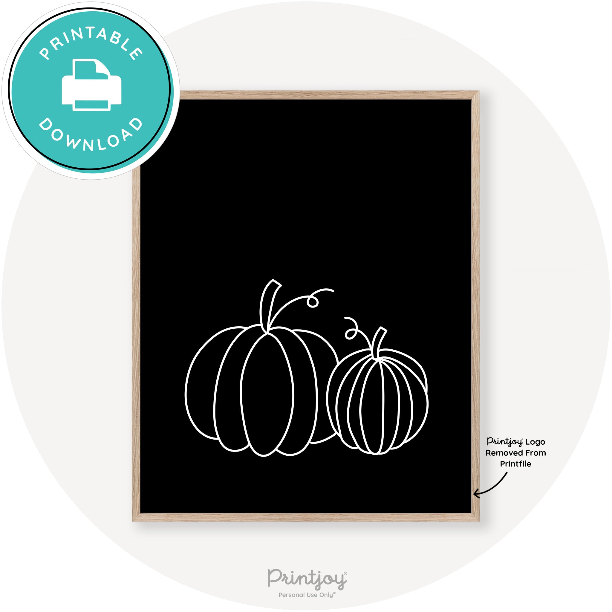 Pumpkin Pair Line Art Cute Fall Modern Chic Wall Art Free Printable - Printjoy