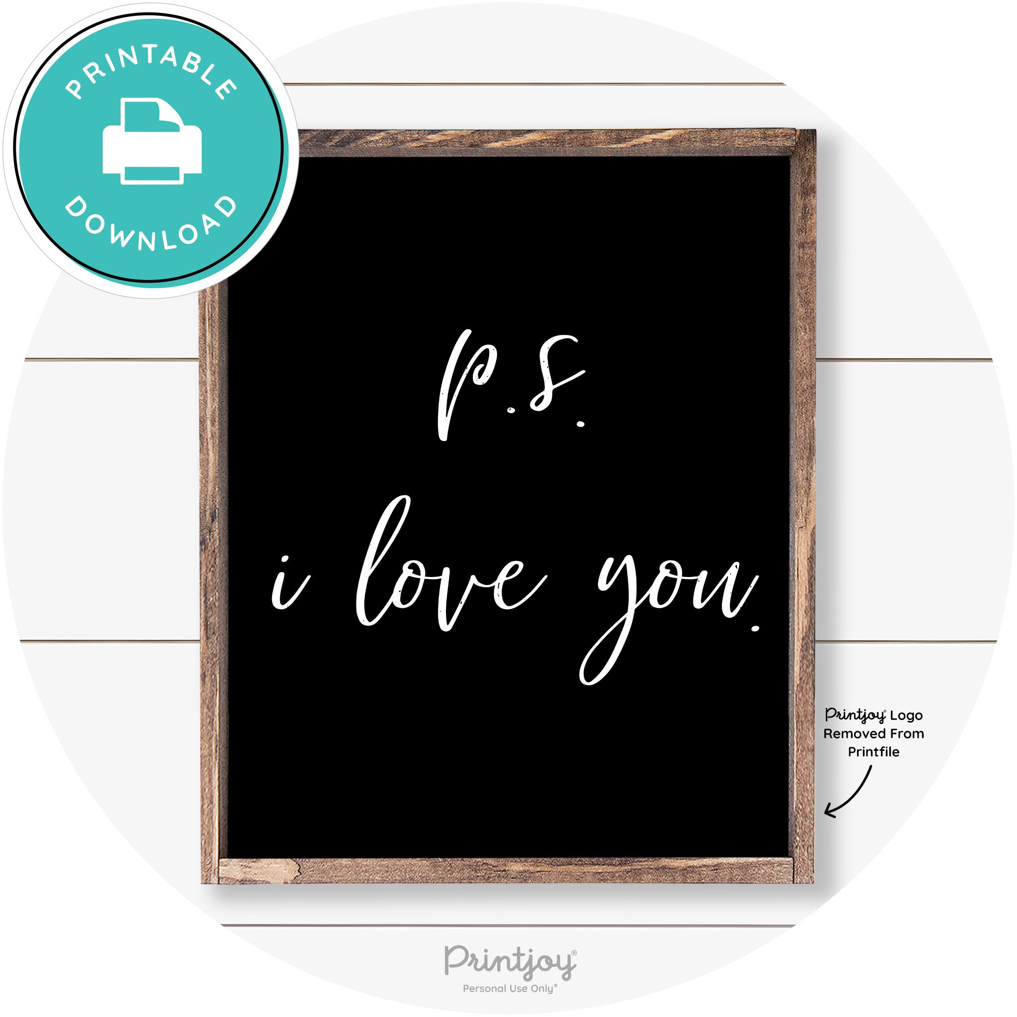P.S. I Love You Cute Couples Farmhouse Wall Art Decor Free Printable - Printjoy