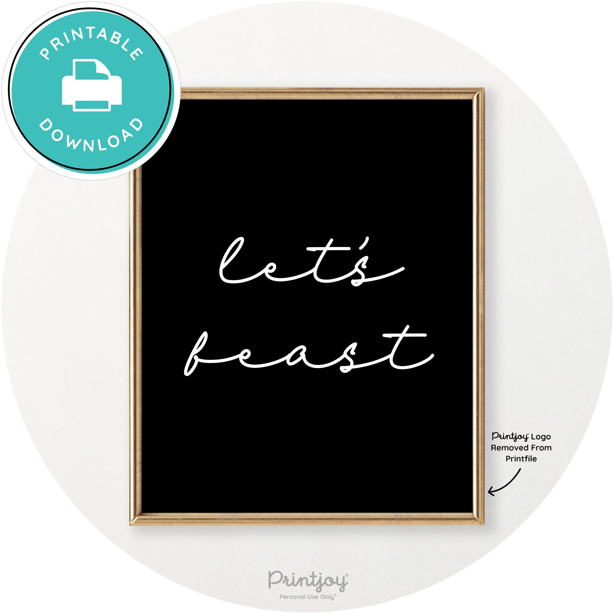 Let's Feast Cute Thanksgiving Modern Chic Wall Art Free Printable - Printjoy
