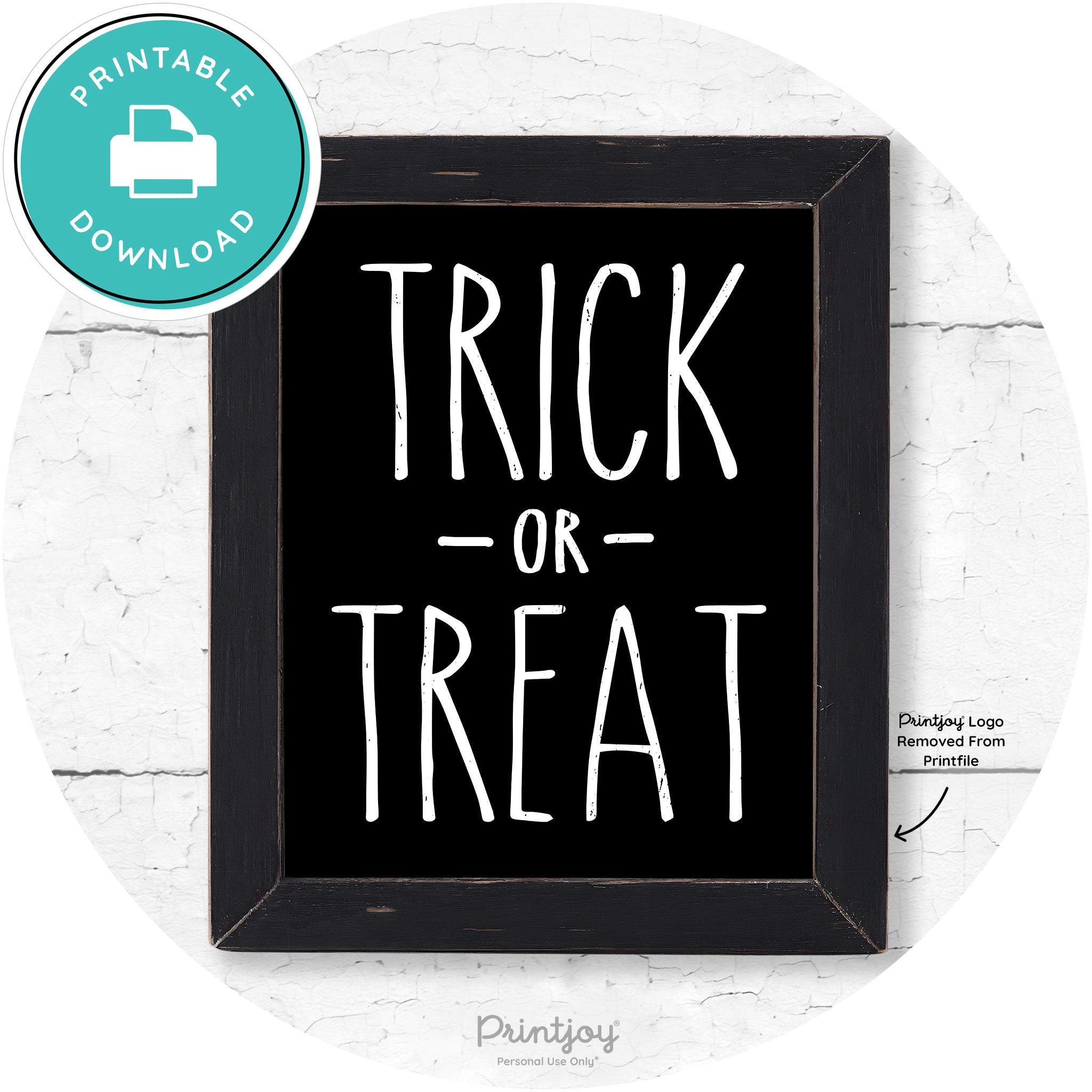Trick Or Treat Lettering Farmhouse Halloween Wall Art Free Printable - Printjoy