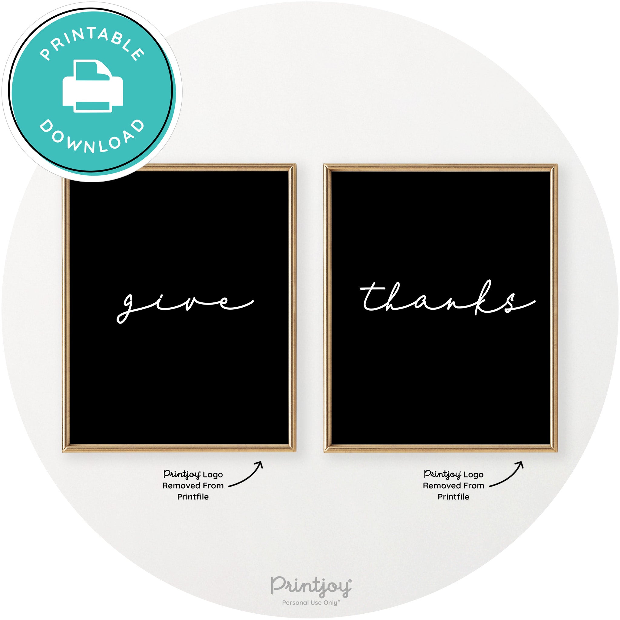 Give Thanks Set Of 2 Thanksgiving Chic Wall Art Decor Free Printable - Printjoy