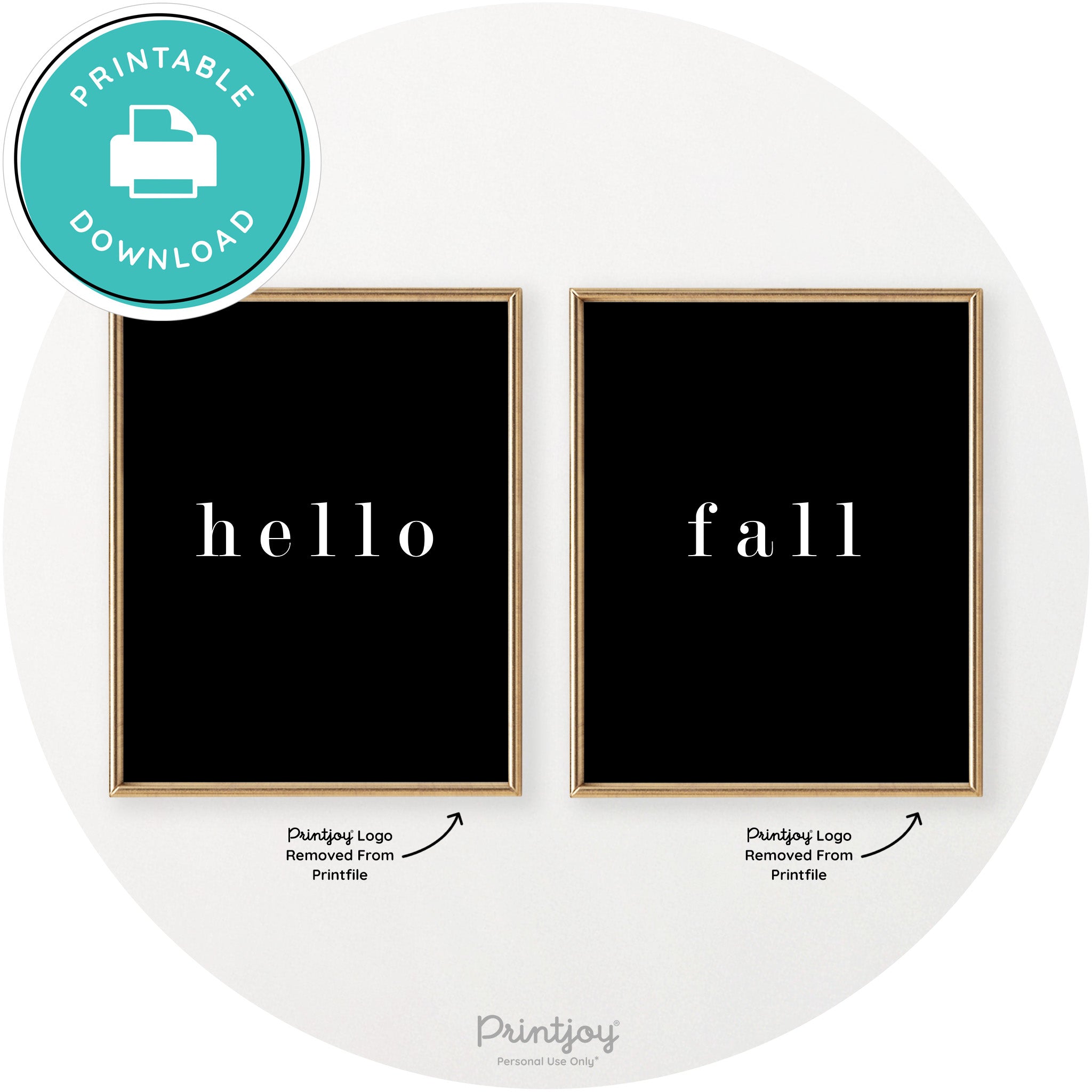 Hello Fall Set Of 2 Simple Modern Chic Wall Art Decor Free Printable - Printjoy