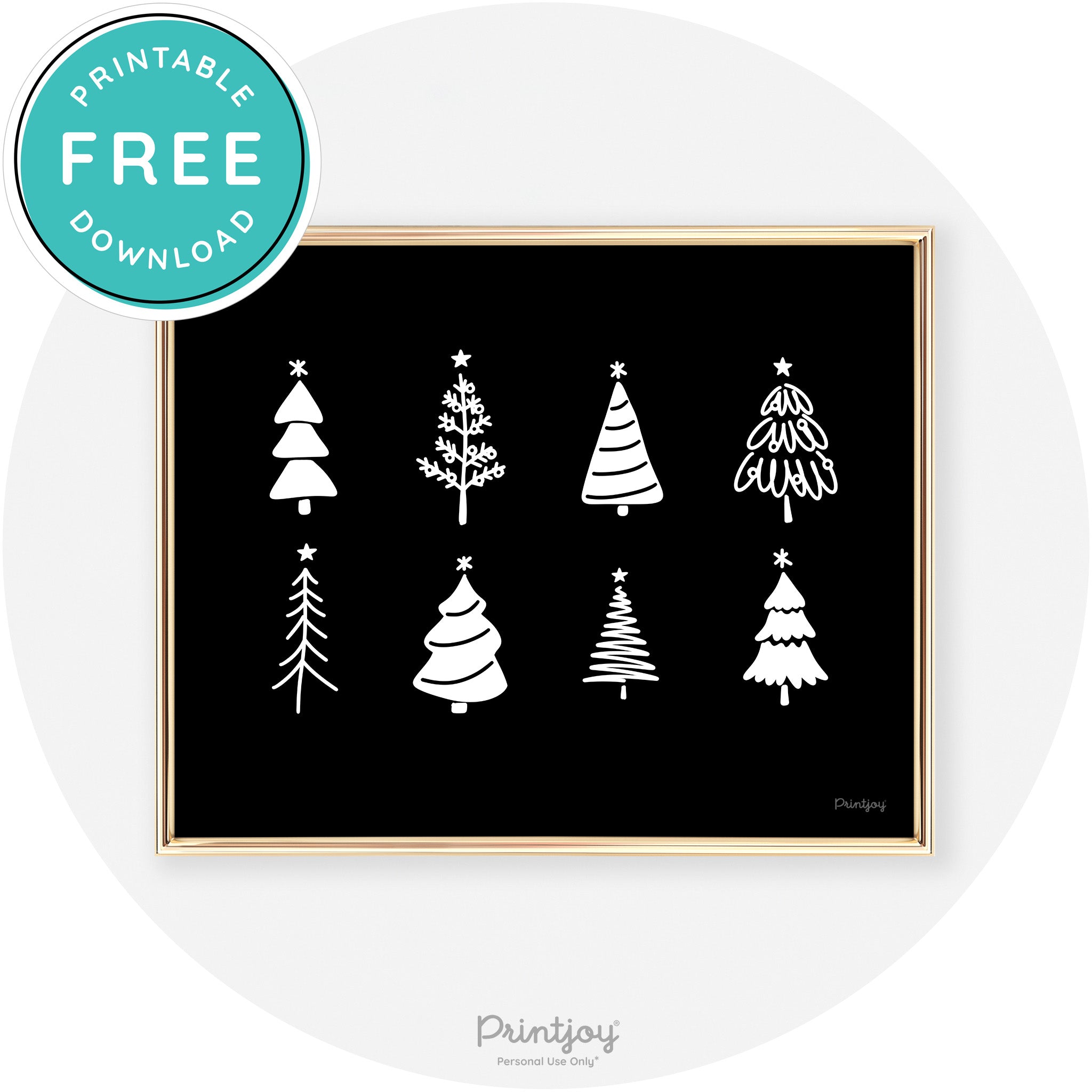 Christmas Trees Cute Modern Chic Wall Art Decor Free Printable - Printjoy