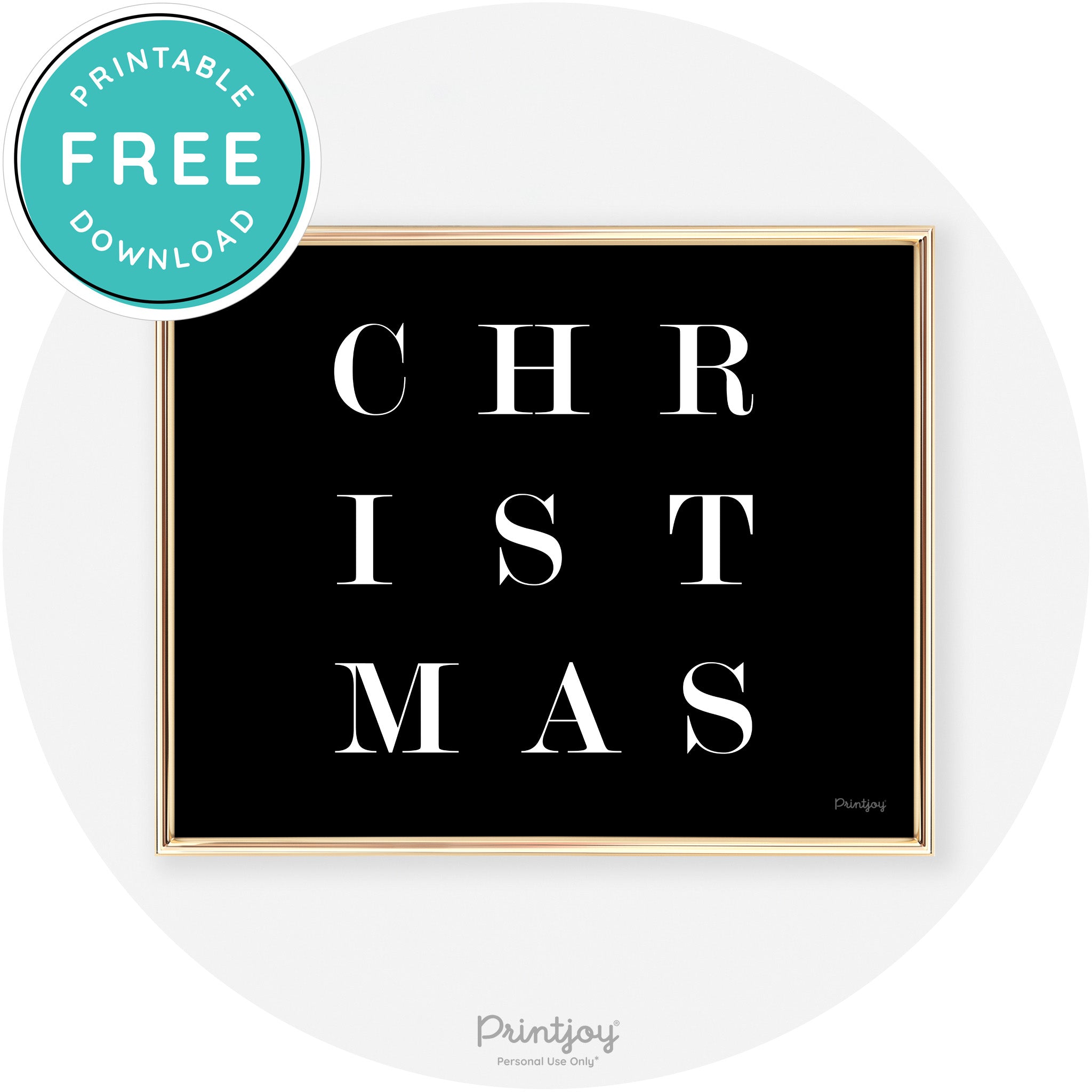 Christmas Typography Cute Modern Chic Decor Wall Art Free Printable - Printjoy