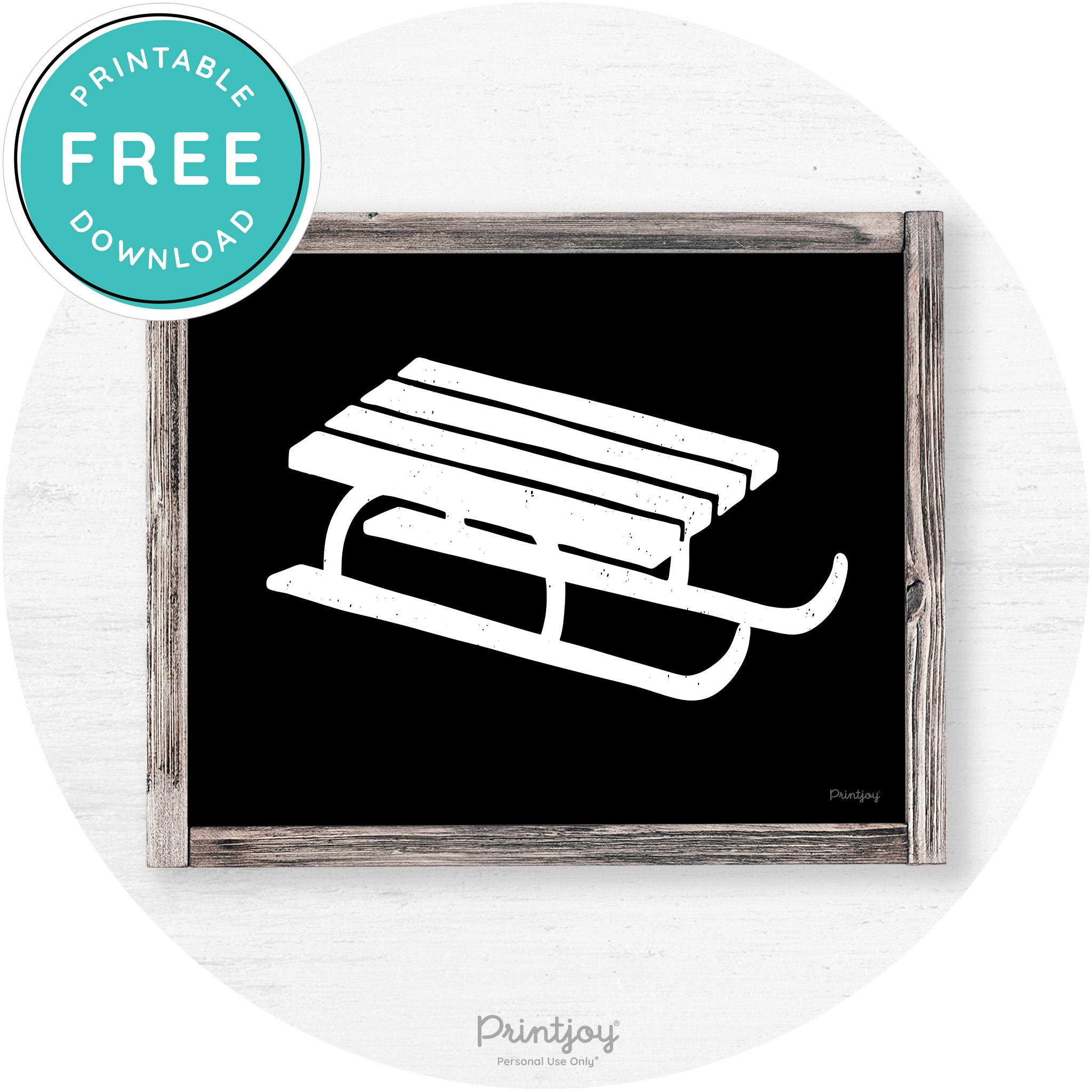 Winter Old Fashioned Sled Rustic Farmhouse Wall Art Free Printable - Printjoy