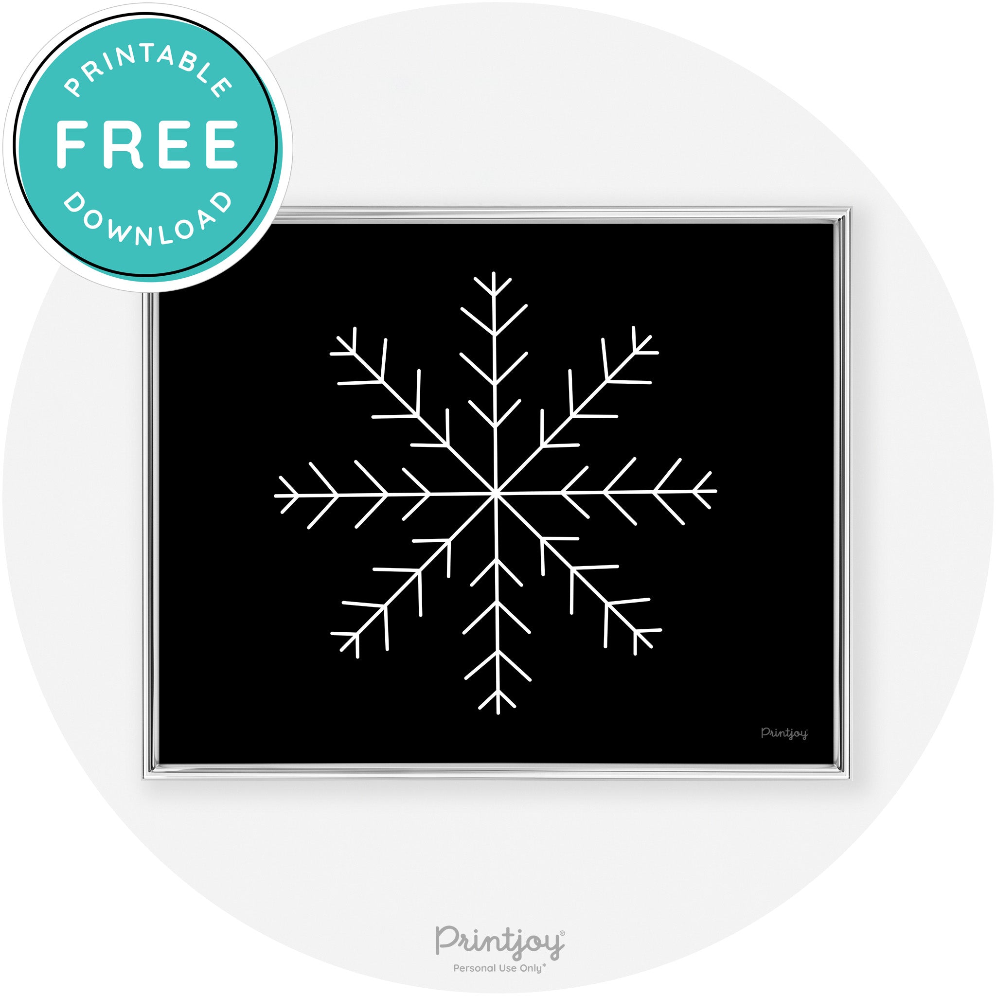 Snowflake Line Art Cute Winter Modern Chic Wall Art Free Printable - Printjoy