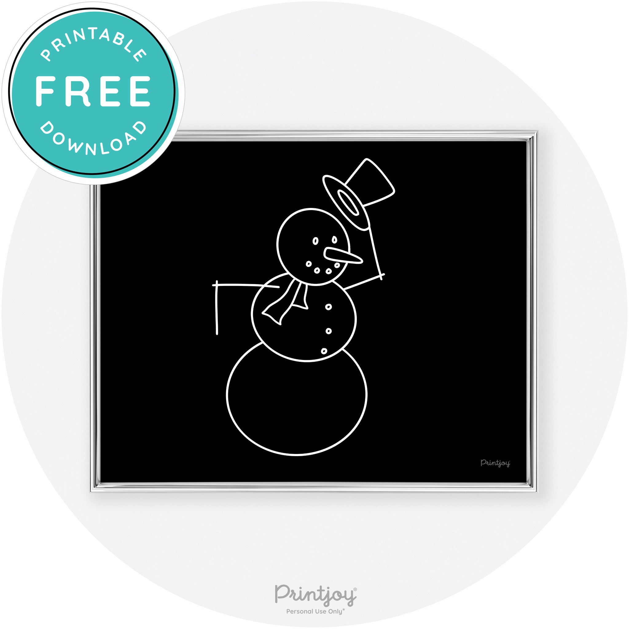 Snowman Line Art Cute Winter Modern Chic Wall Art Free Printable - Printjoy
