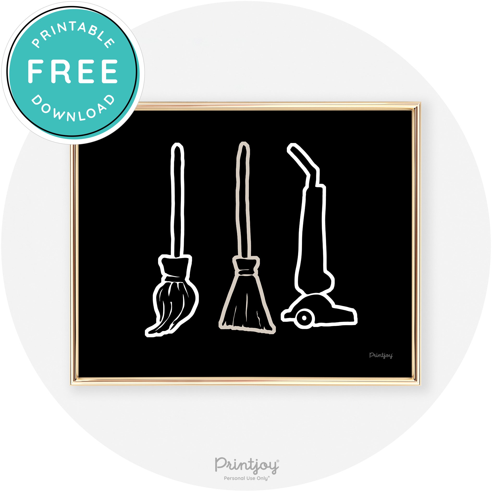 Witch Brooms Fun Cute Chic Halloween Wall Art Decor Free Printable - Printjoy
