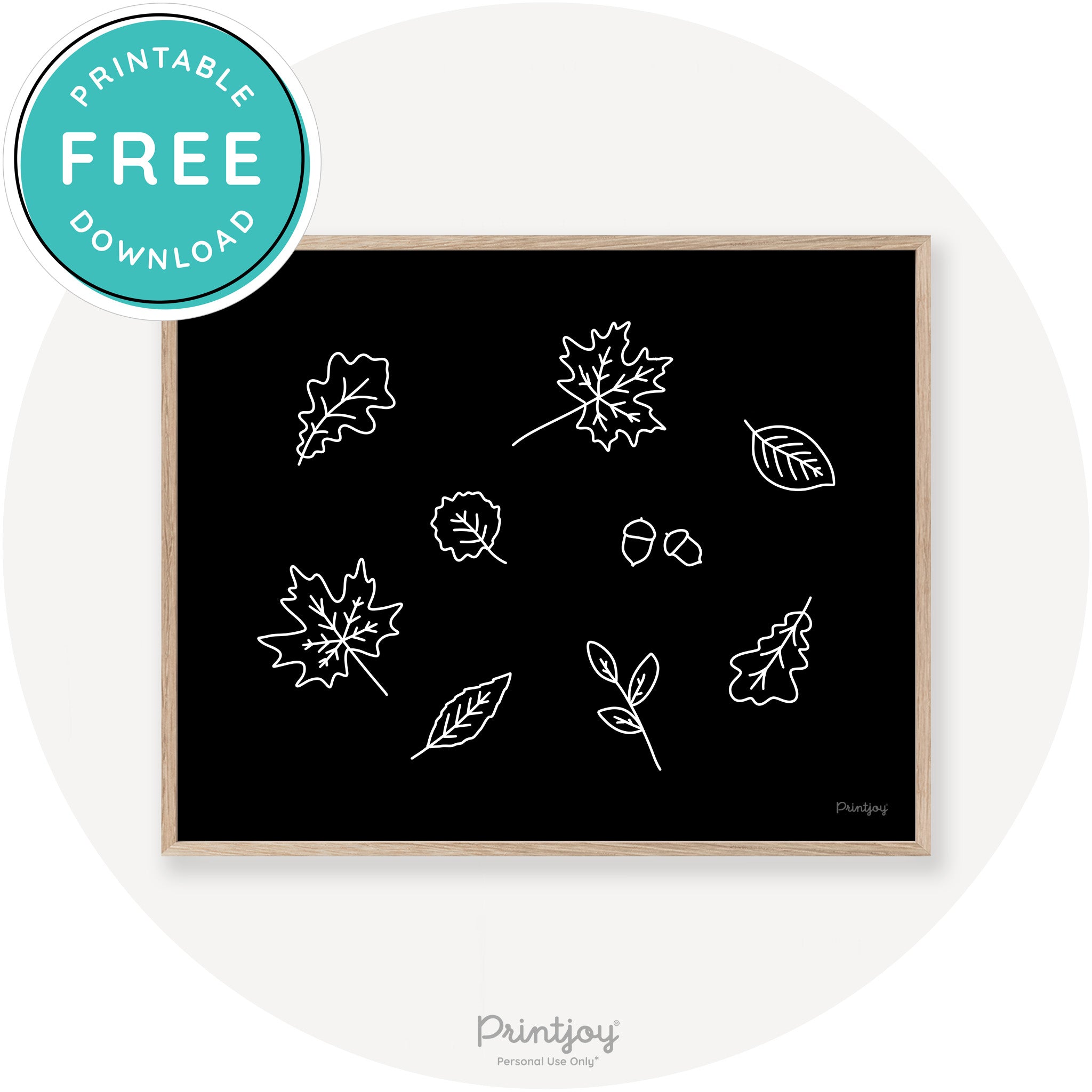 Fall Leaves Line Art Cute Fall Modern Chic Wall Art Free Printable - Printjoy