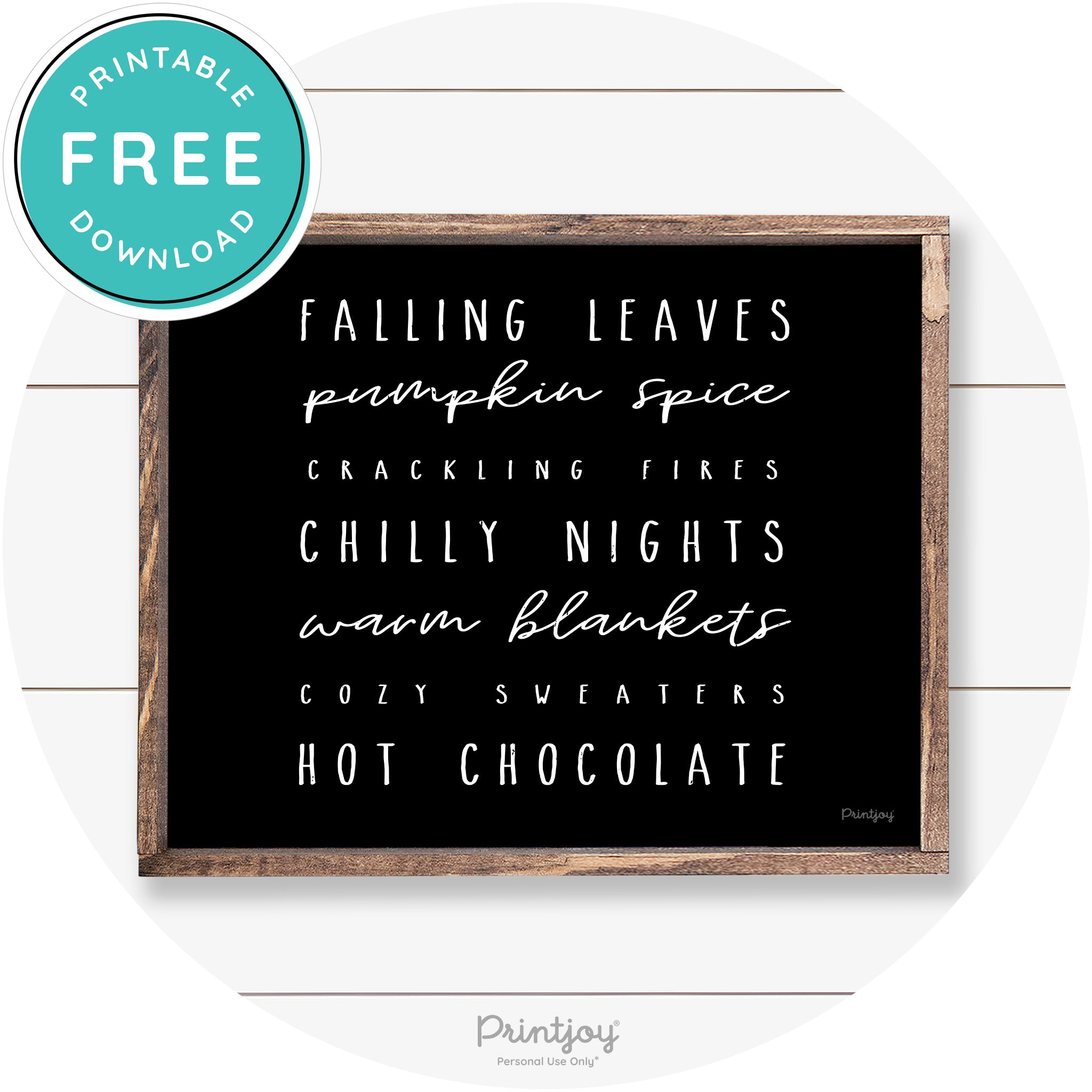 Fall Favorite Things Cute Farmhouse Autumn Wall Art Free Printable - Printjoy