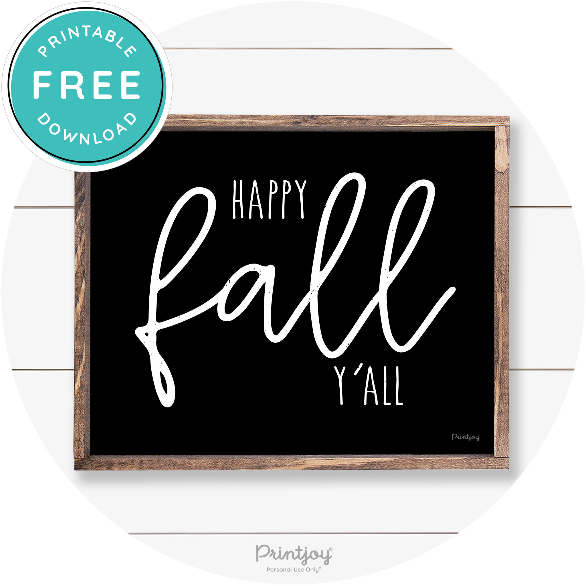 Happy Fall Y'all Cute Farmhouse Autumn Wall Art Decor Free Printable - Printjoy