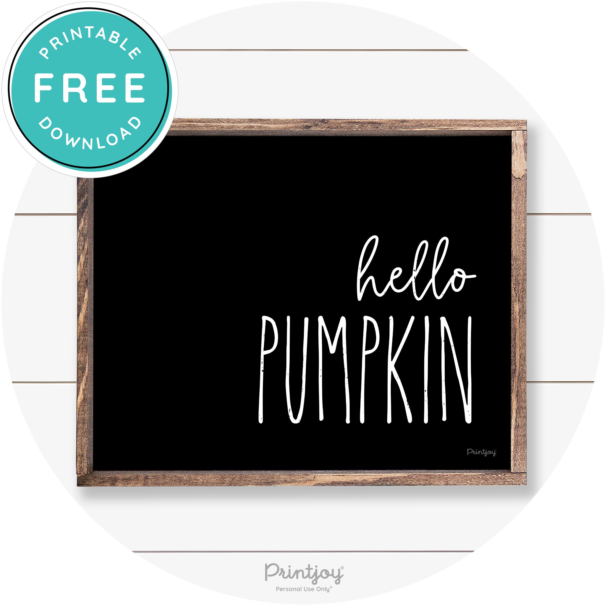 Hello Pumpkin Cute Fun Simple Farmhouse Wall Art Free Printable - Printjoy