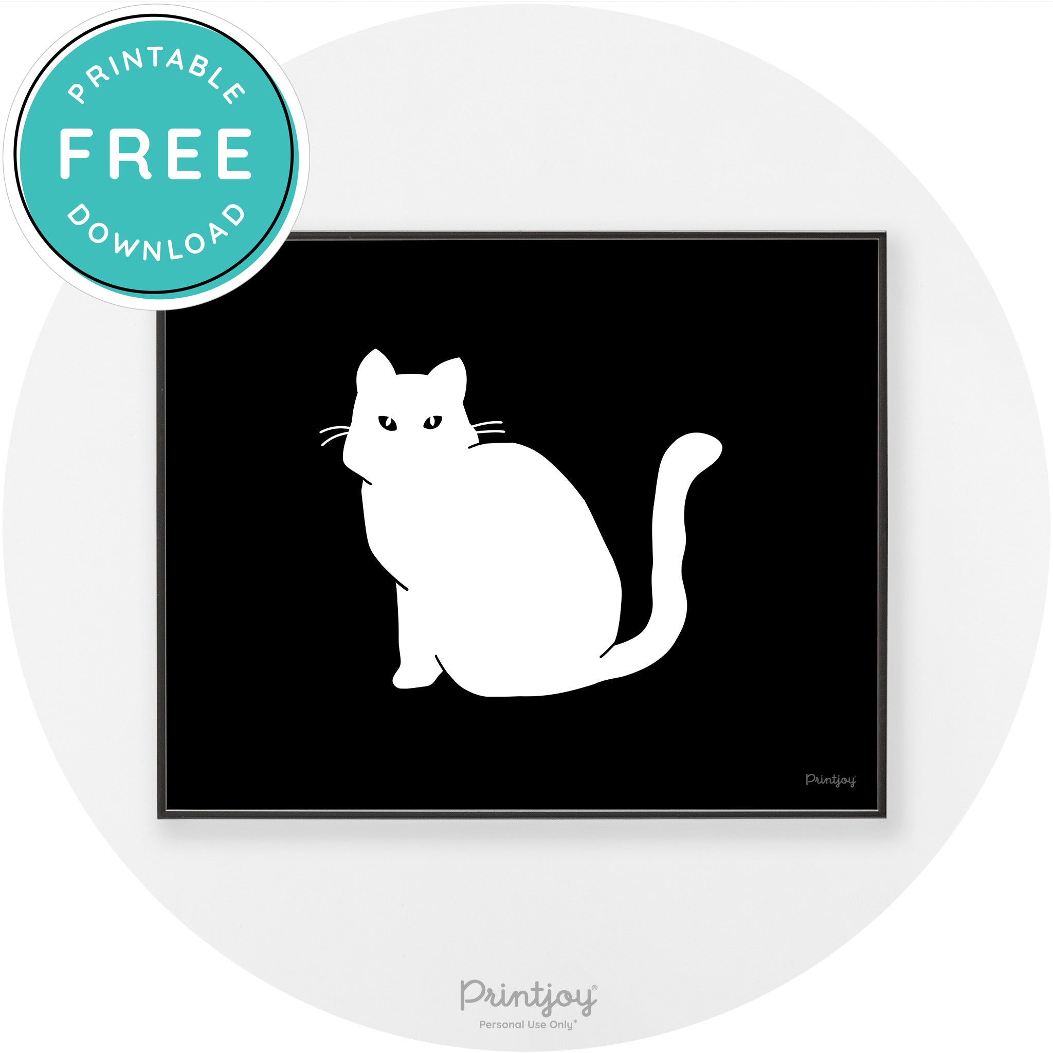 Halloween Spooky Cat Modern Chic Wall Art Decor Free Printable - Printjoy