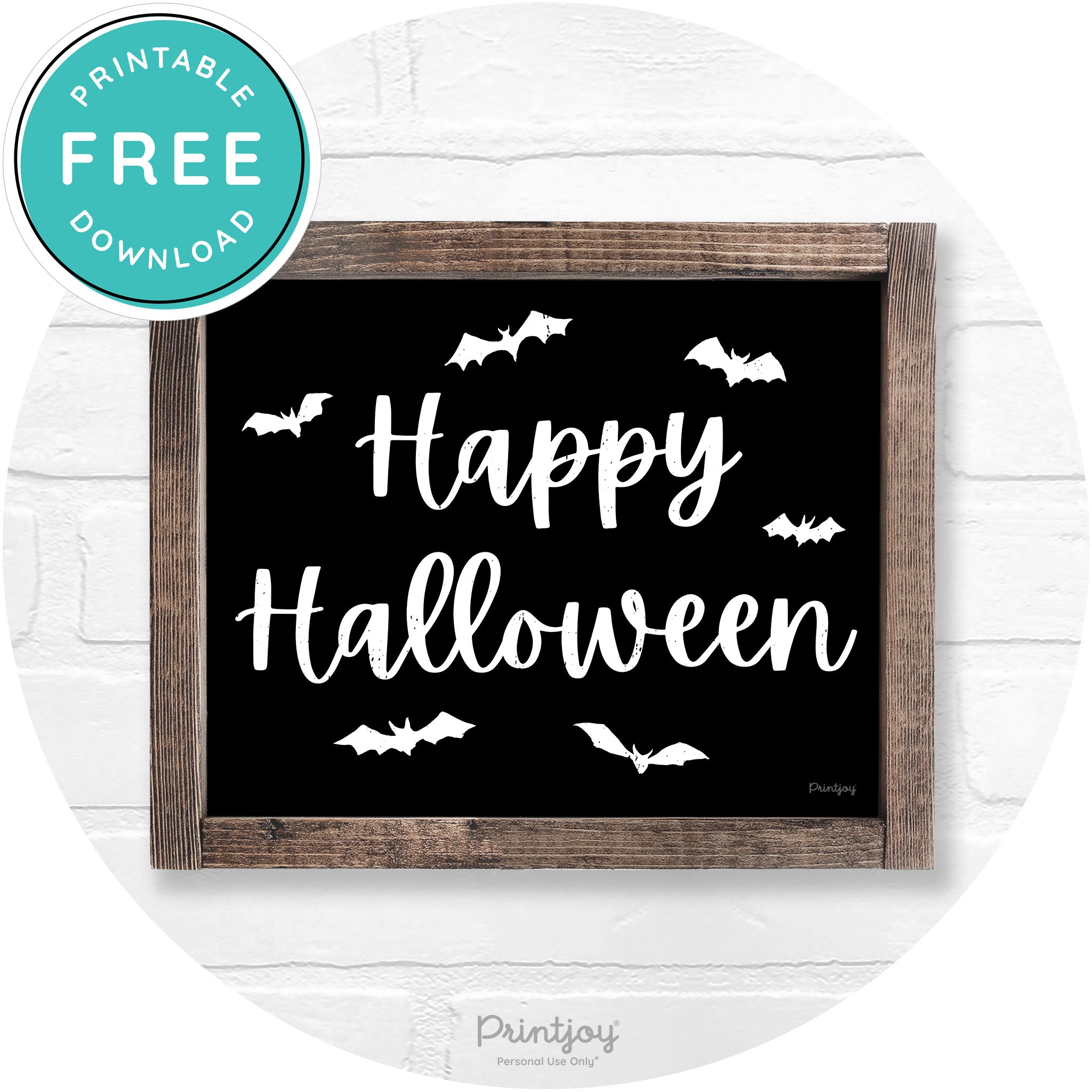 Happy Halloween Bats Rustic Farmhouse Wall Art Free Printable - Printjoy