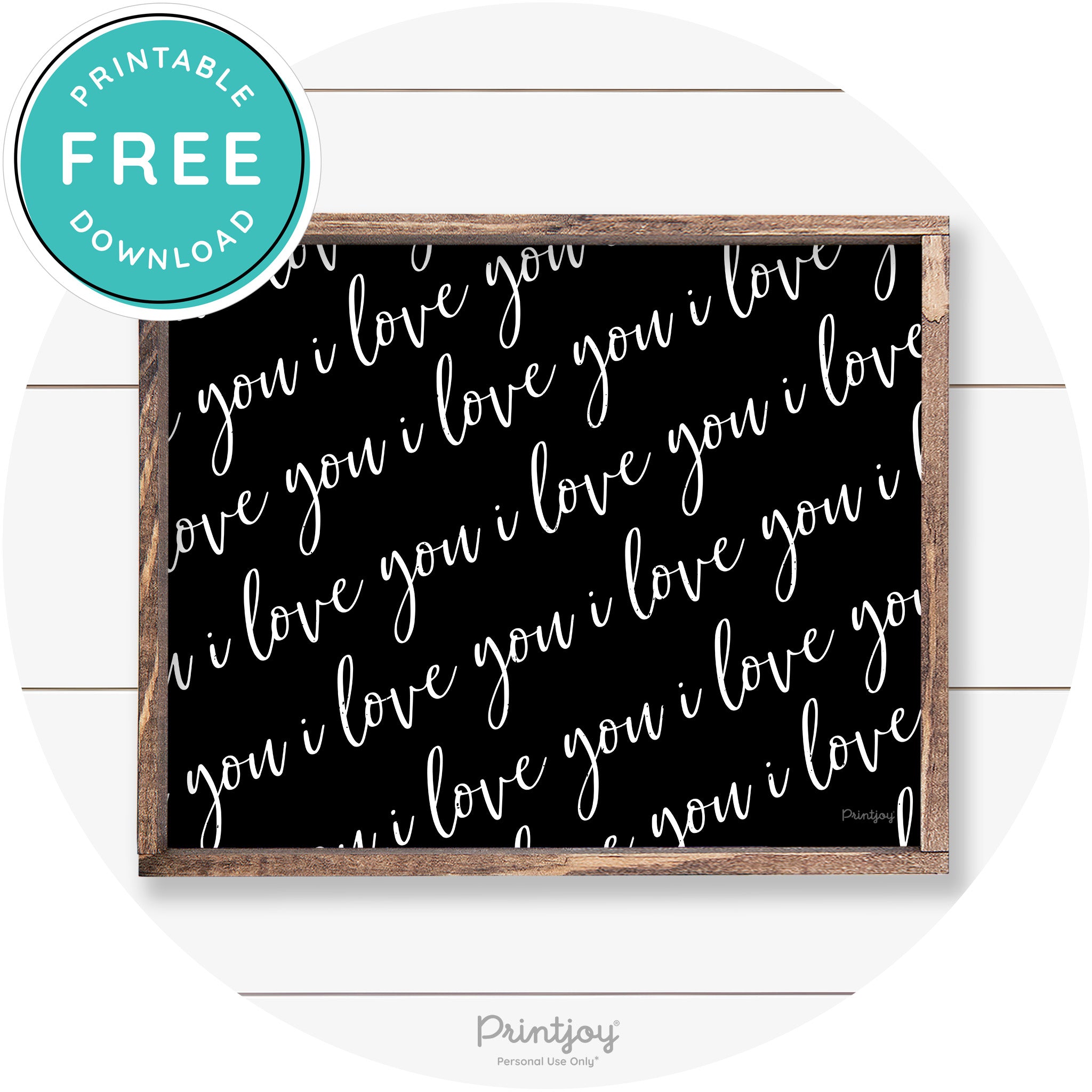 I Love You Pattern Cute Couples Farmhouse Wall Art Free Printable - Printjoy