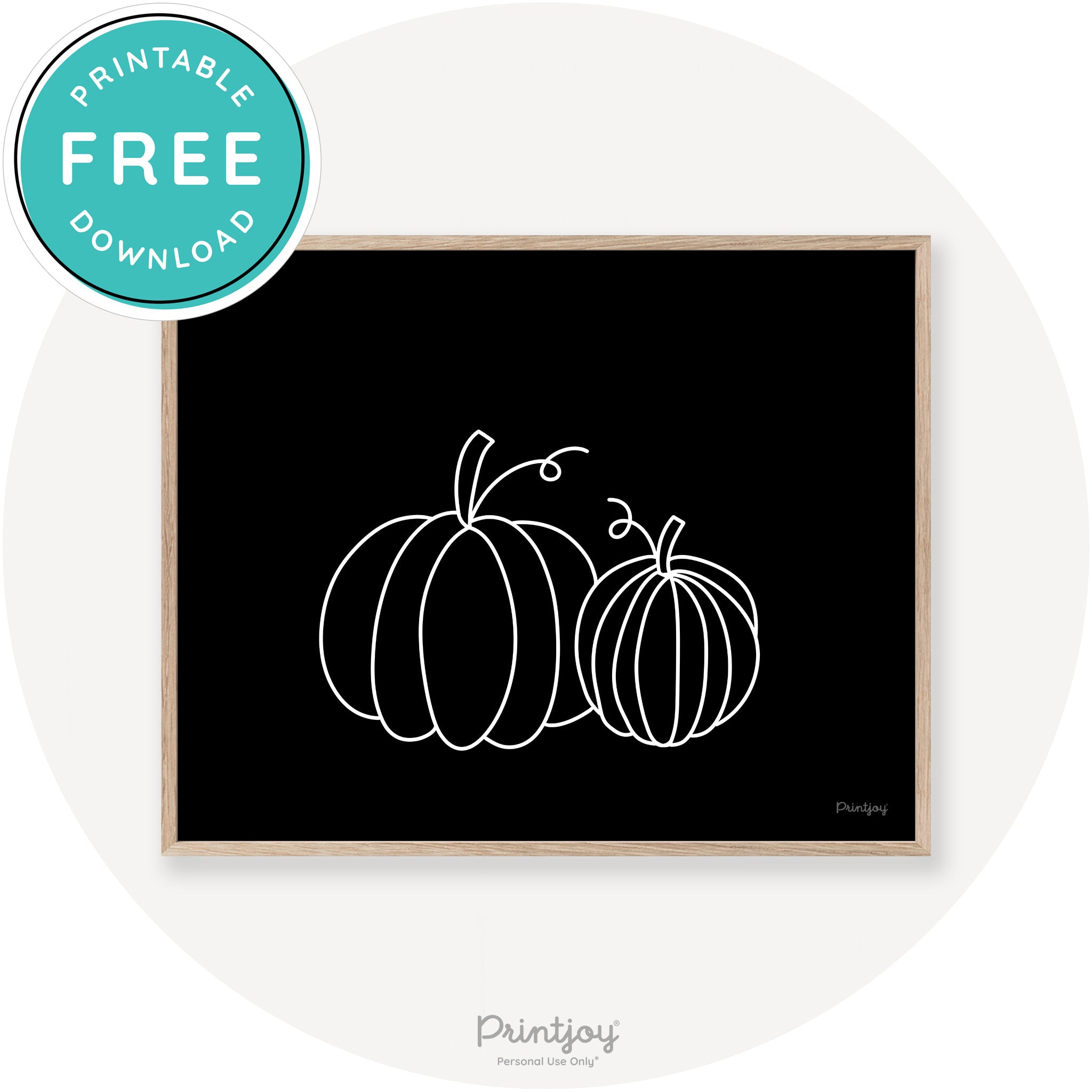 Pumpkin Pair Line Art Cute Fall Modern Chic Wall Art Free Printable - Printjoy