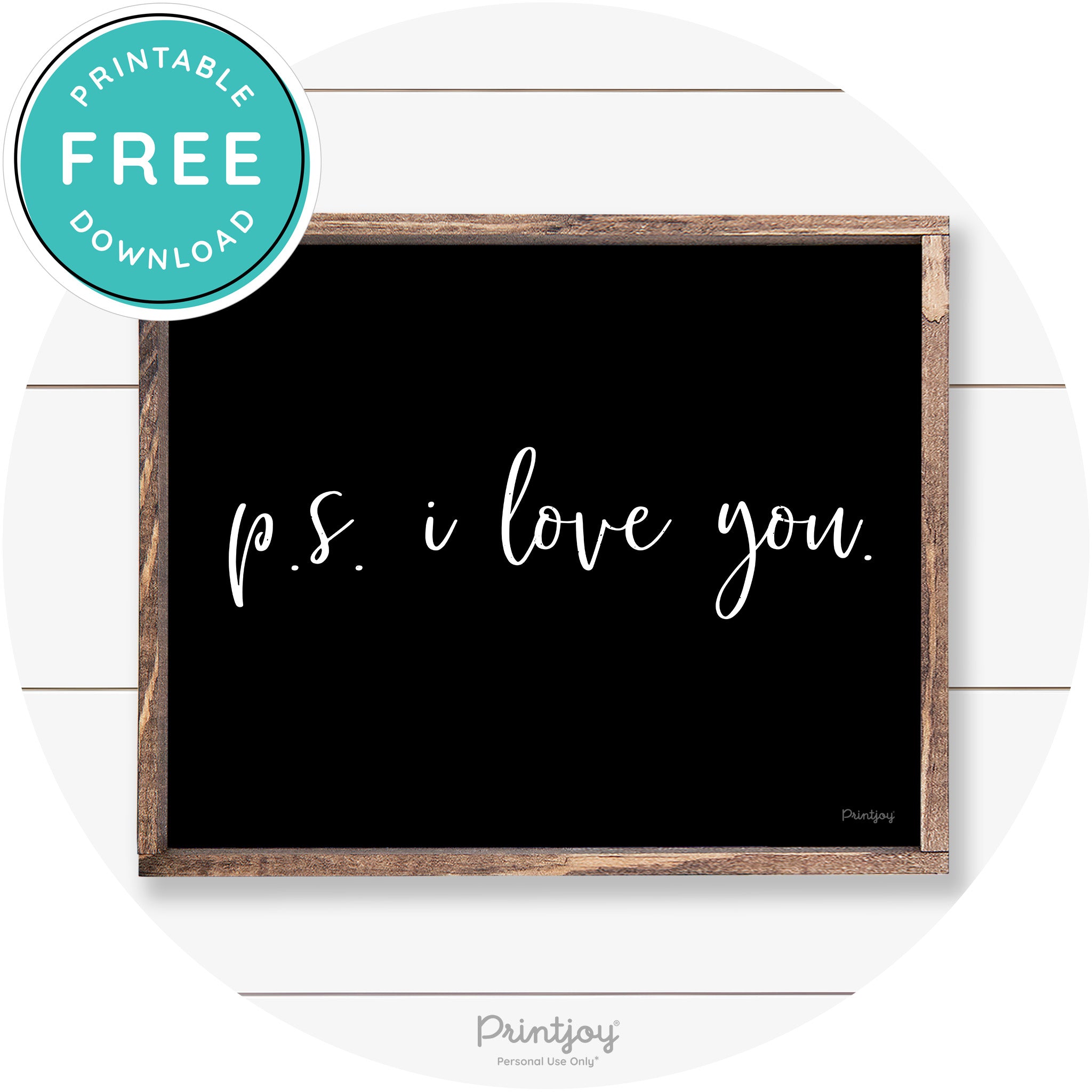 P.S. I Love You Cute Couples Farmhouse Wall Art Decor Free Printable - Printjoy