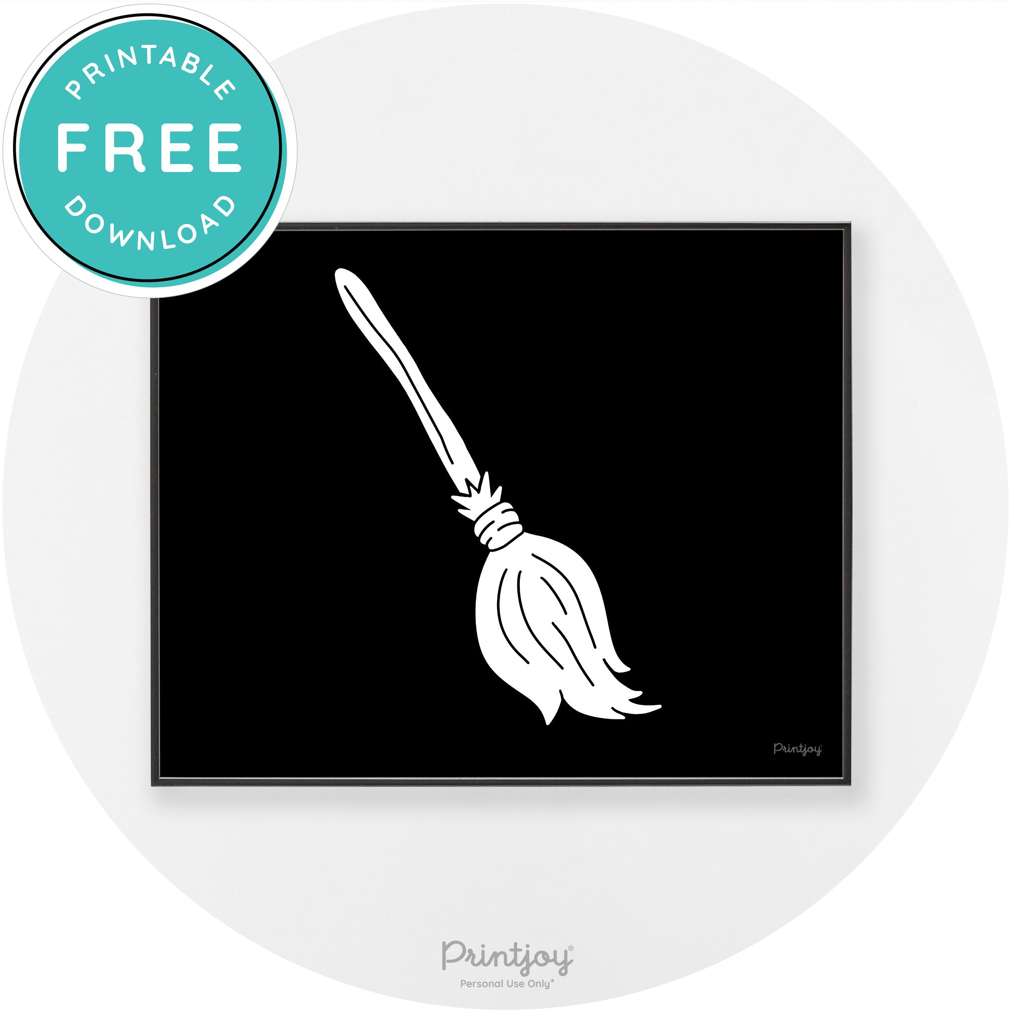 Witches Broom Halloween Cute Modern Chic Wall Art Free Printable - Printjoy