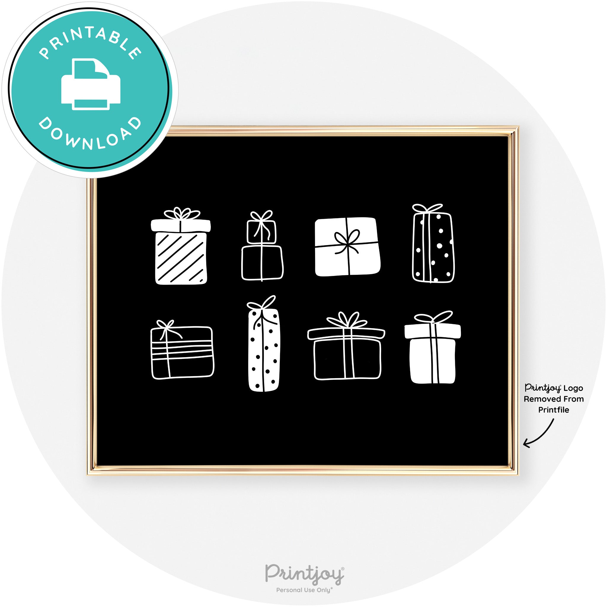 Presents Christmas Gifts Cute Modern Chic Wall Art Free Printable - Printjoy