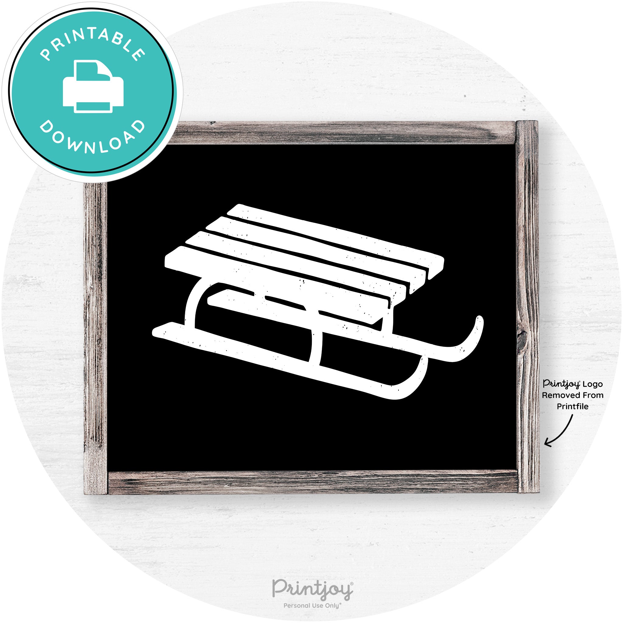 Winter Old Fashioned Sled Rustic Farmhouse Wall Art Free Printable - Printjoy