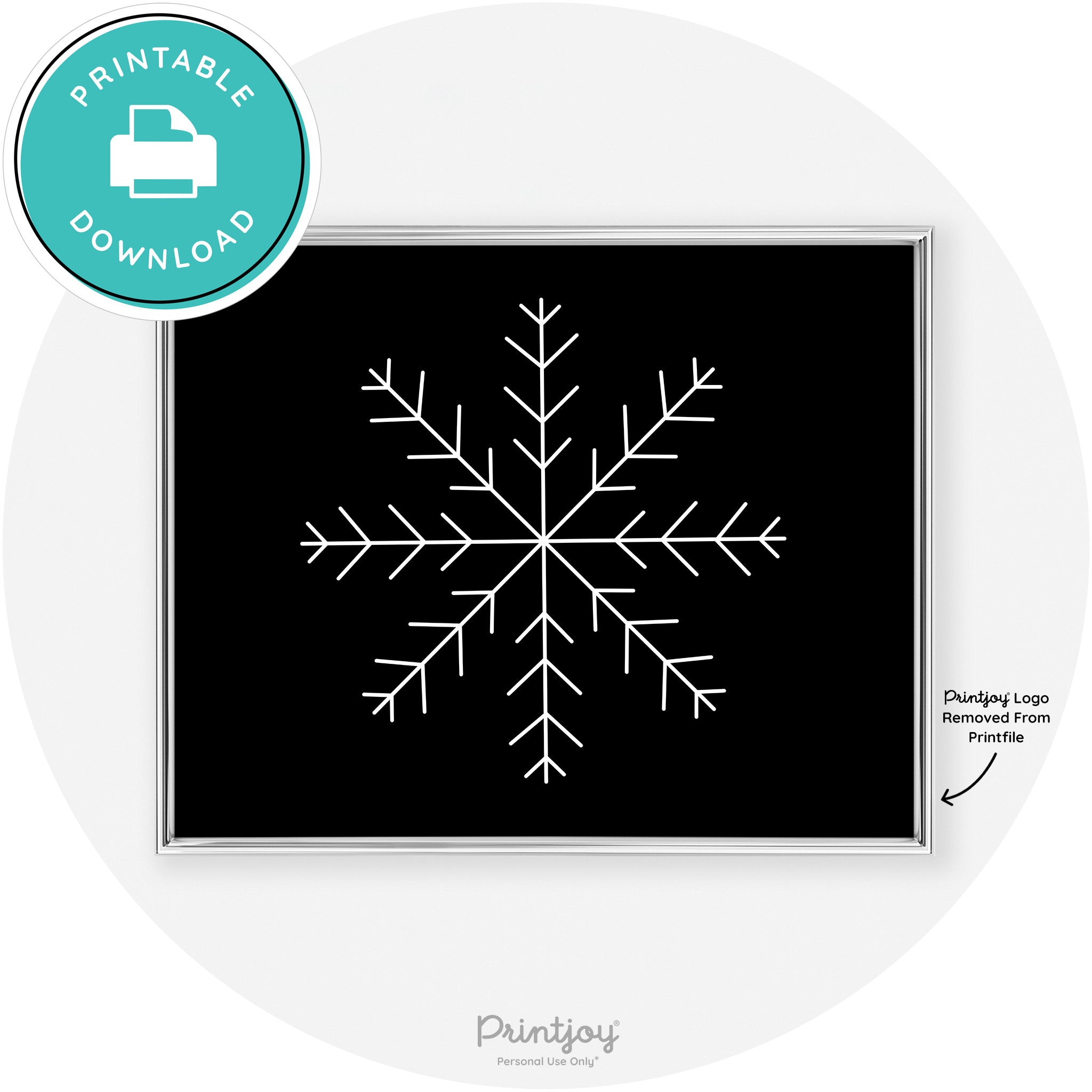 Snowflake Line Art Cute Winter Modern Chic Wall Art Free Printable - Printjoy