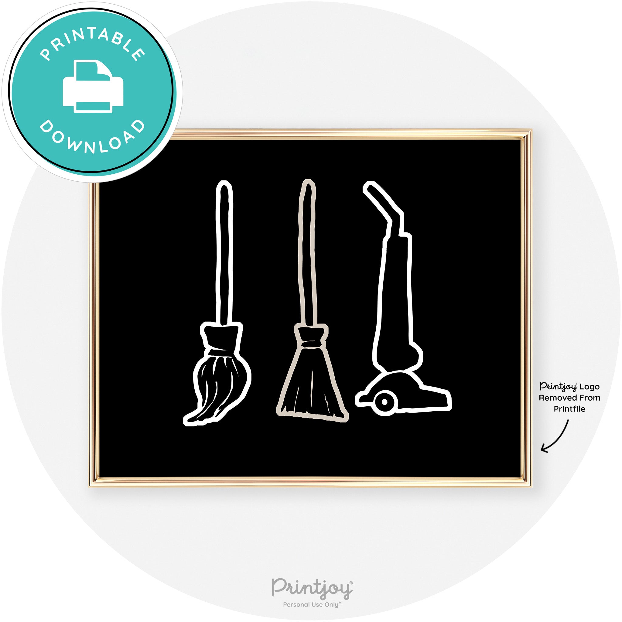 Witch Brooms Fun Cute Chic Halloween Wall Art Decor Free Printable - Printjoy