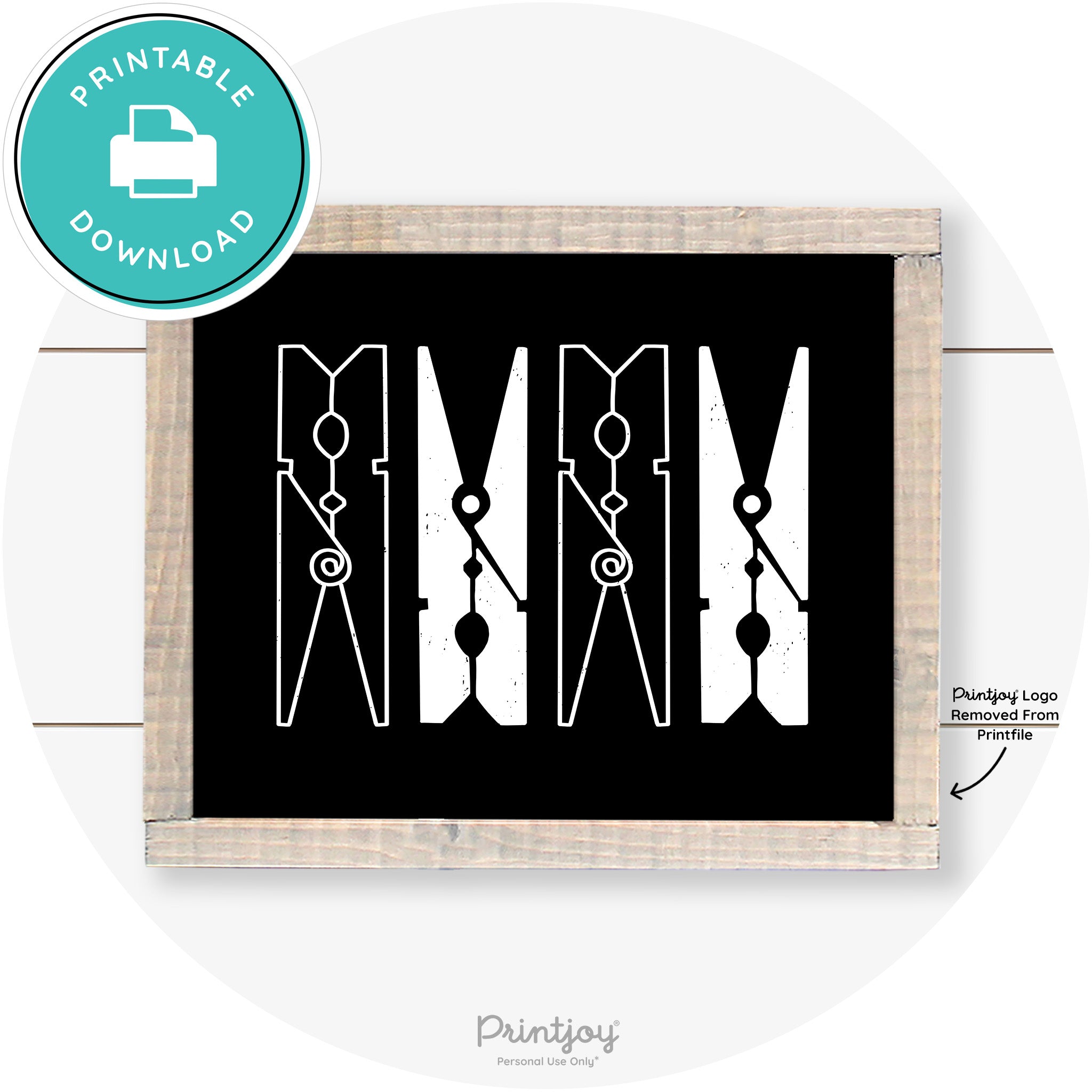 Clothespins Cute Laundry Room Farmhouse Wall Art Free Printable - Printjoy