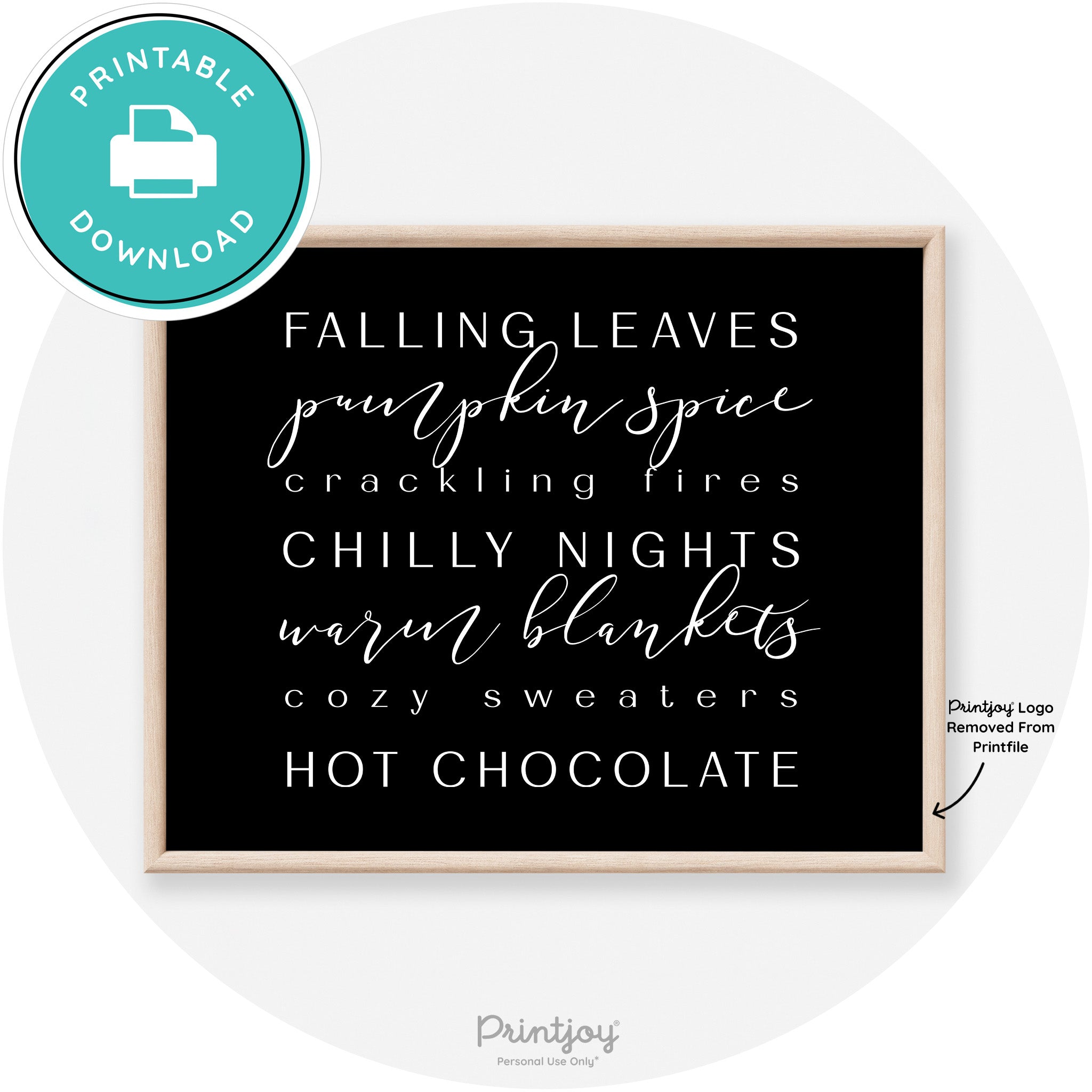 Fall Favorite Things Modern Transitional Decor Wall Art Free Printable - Printjoy