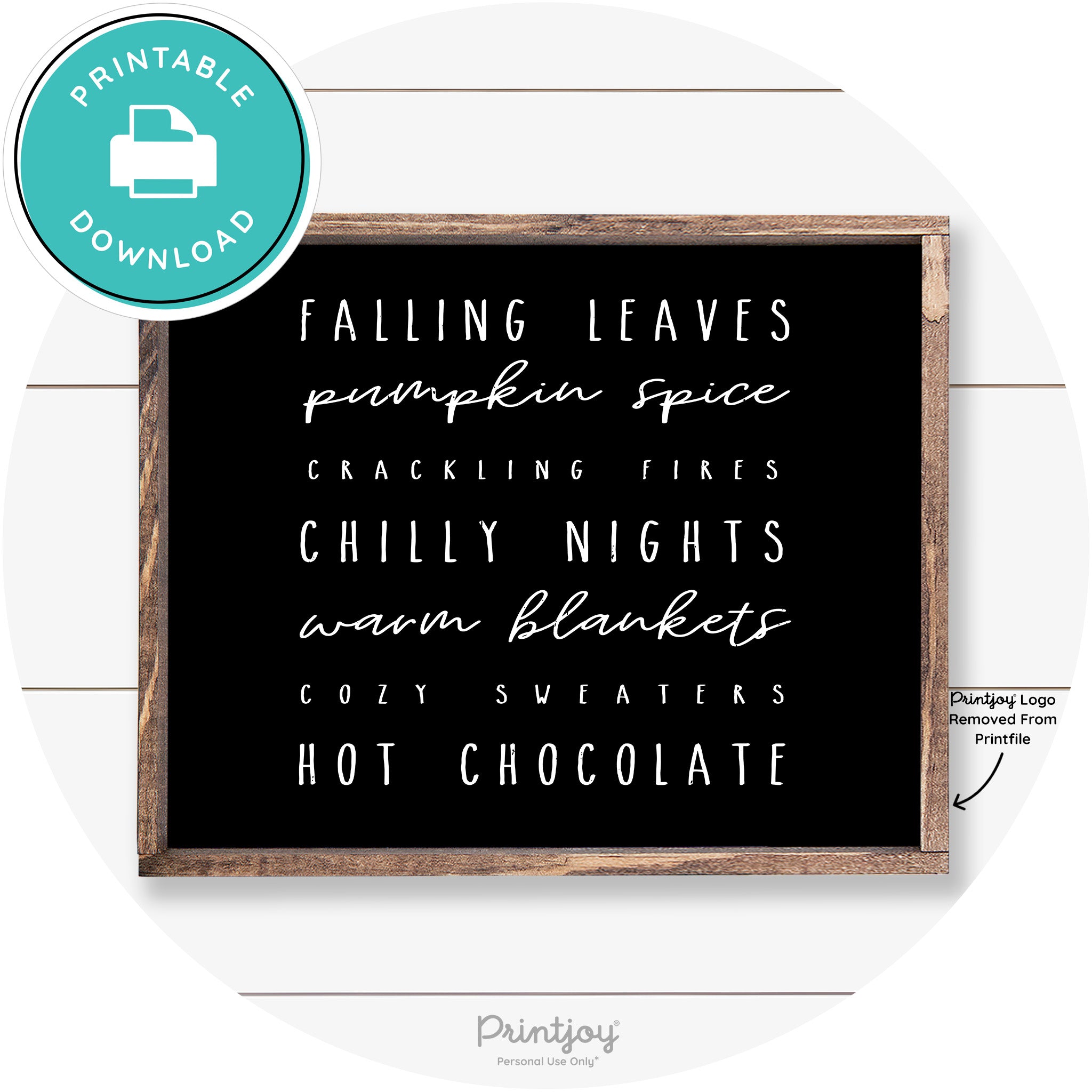 Fall Favorite Things Cute Farmhouse Autumn Wall Art Free Printable - Printjoy