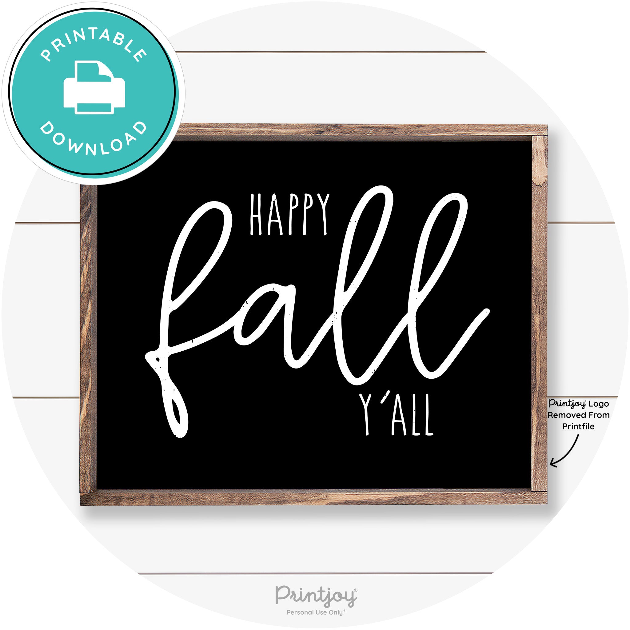 Happy Fall Y'all Cute Farmhouse Autumn Wall Art Decor Free Printable - Printjoy