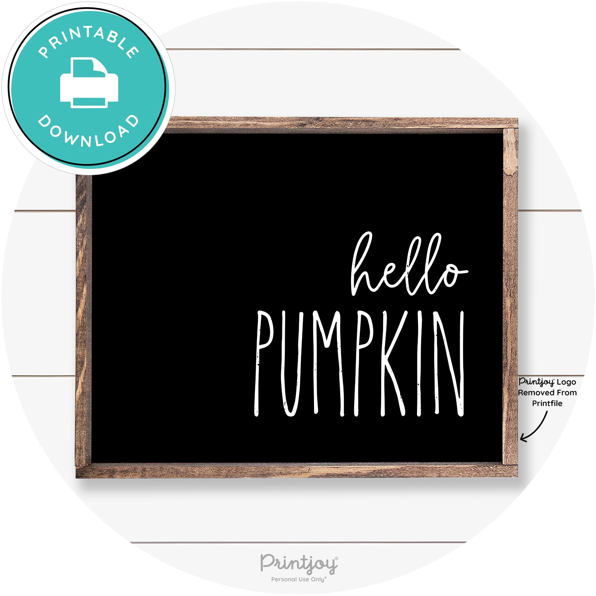 Hello Pumpkin Cute Fun Simple Farmhouse Wall Art Free Printable - Printjoy