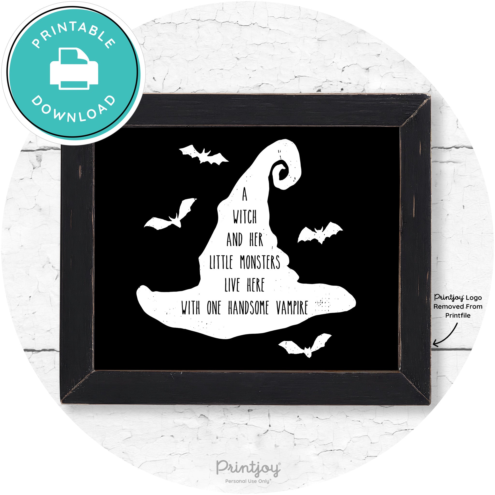 Fun Halloween Family Farmhouse Witch Hat Wall Art Free Printable - Printjoy